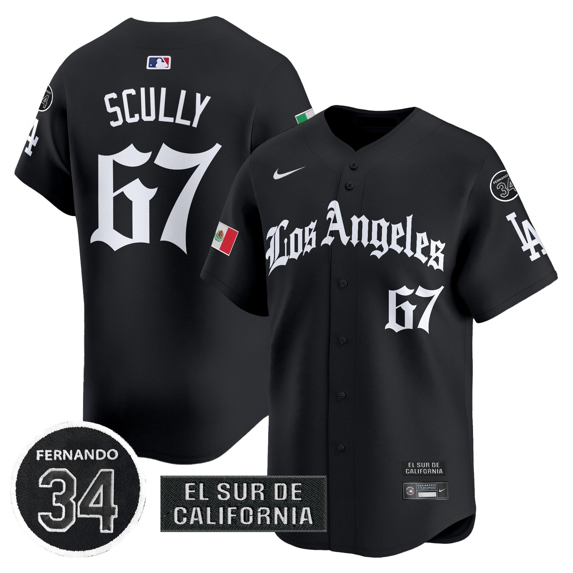 Dodgers Mexico 2025 LA Gothic Style Patch Vapor Premier Limited Jersey - All Stitched