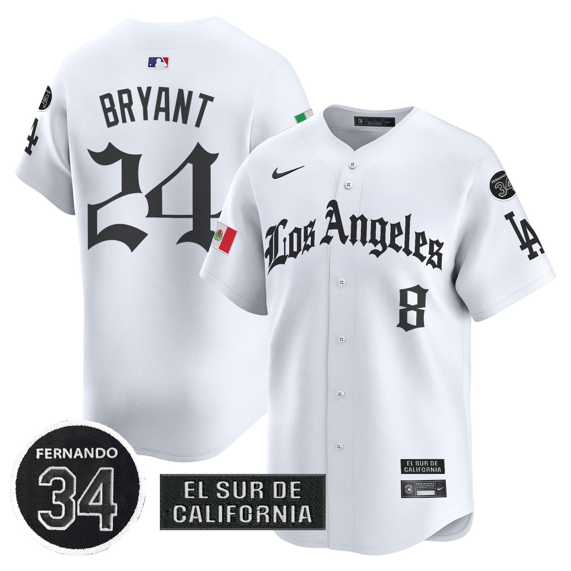 Dodgers Mexico 2025 LA Gothic Style Patch Vapor Premier Limited Jersey - All Stitched