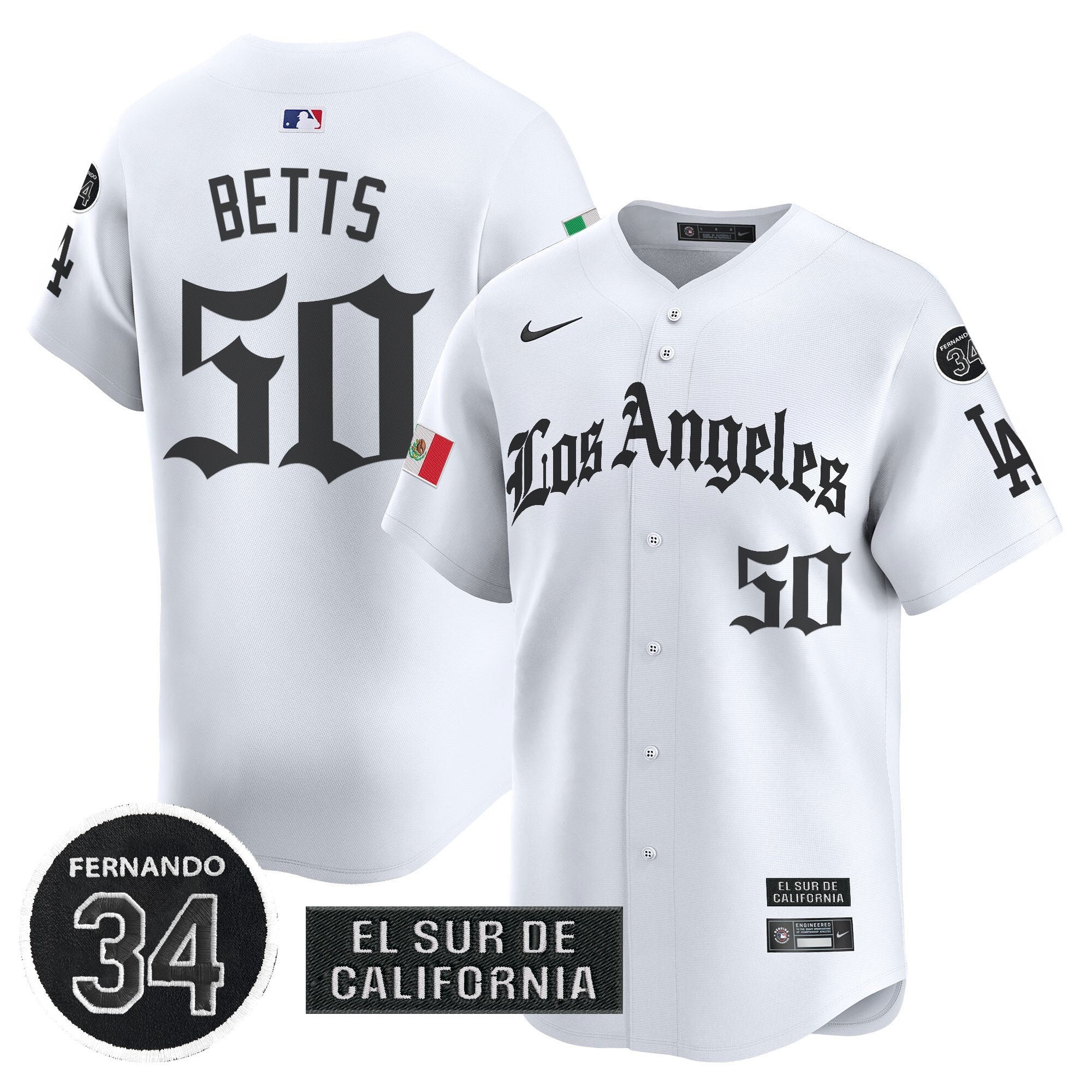 Dodgers Mexico 2025 LA Gothic Style Patch Vapor Premier Limited Jersey - All Stitched