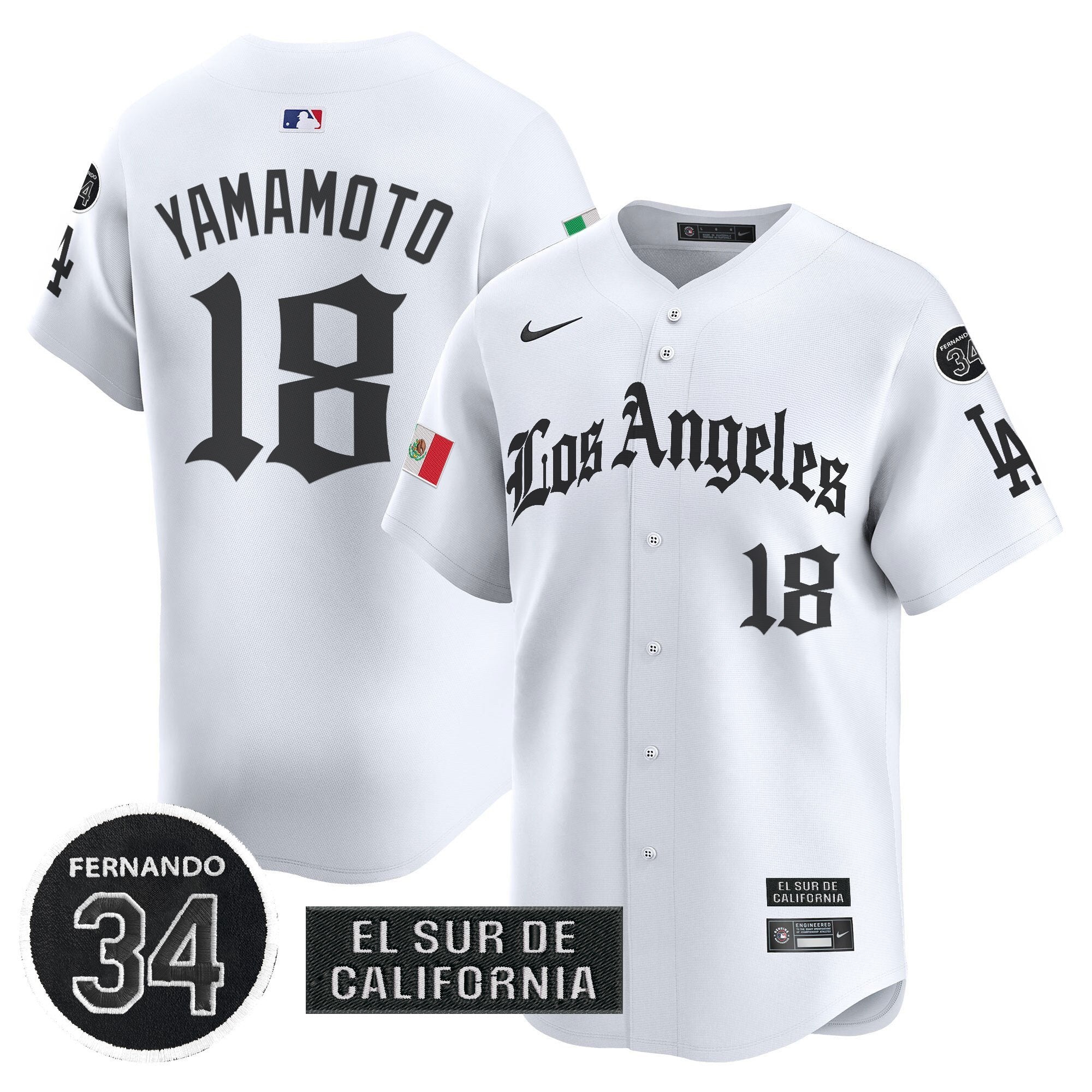 Dodgers Mexico 2025 LA Gothic Style Patch Vapor Premier Limited Jersey - All Stitched