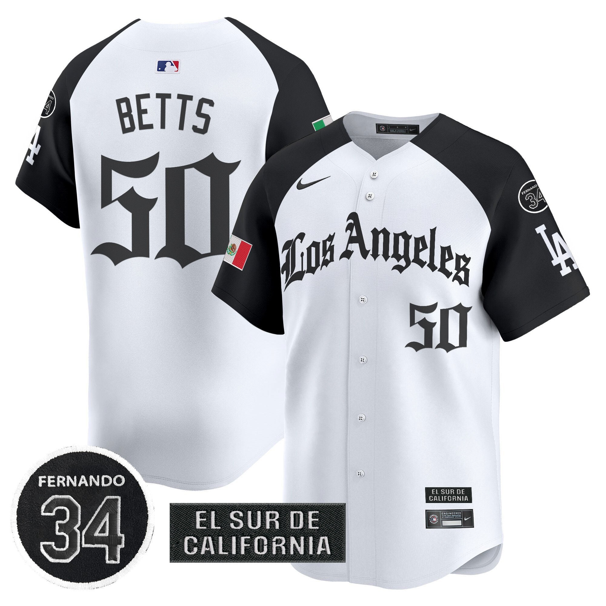 Dodgers Mexico 2025 LA Gothic Style Patch Vapor Premier Limited Jersey - All Stitched