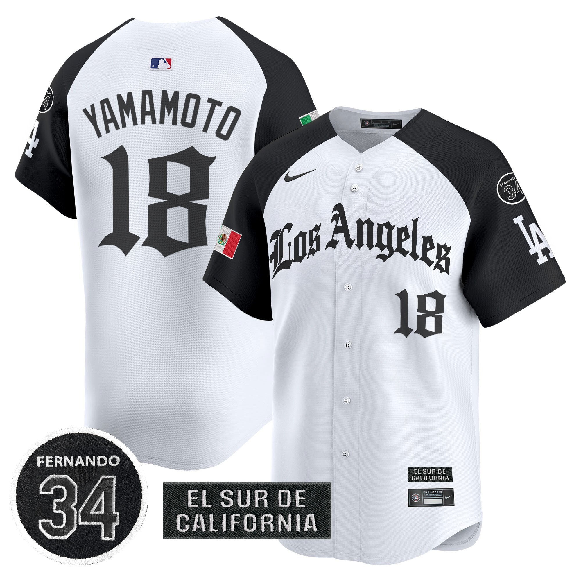 Dodgers Mexico 2025 LA Gothic Style Patch Vapor Premier Limited Jersey - All Stitched