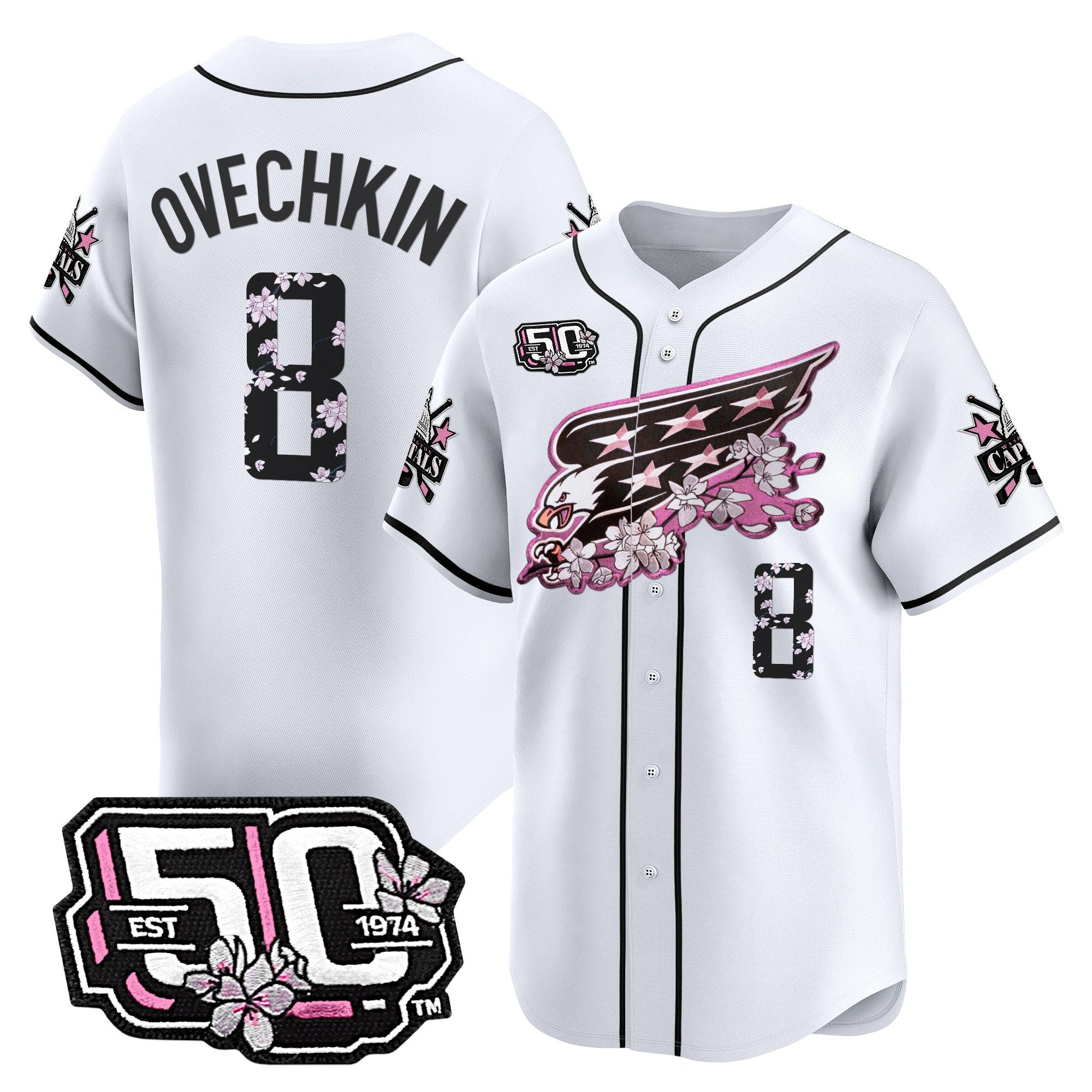 2025 WSH 50th Anniversary Cherry Blossom Style Vapor Premier Limited Jersey - All Stitched