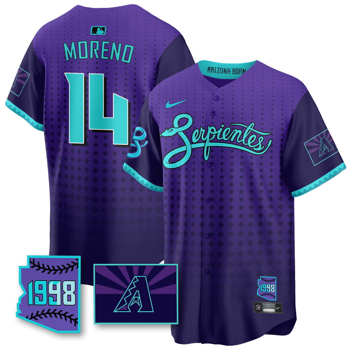 ARI Purple for Second â€œSerpientesâ€ City Connect Jersey - All Stitched