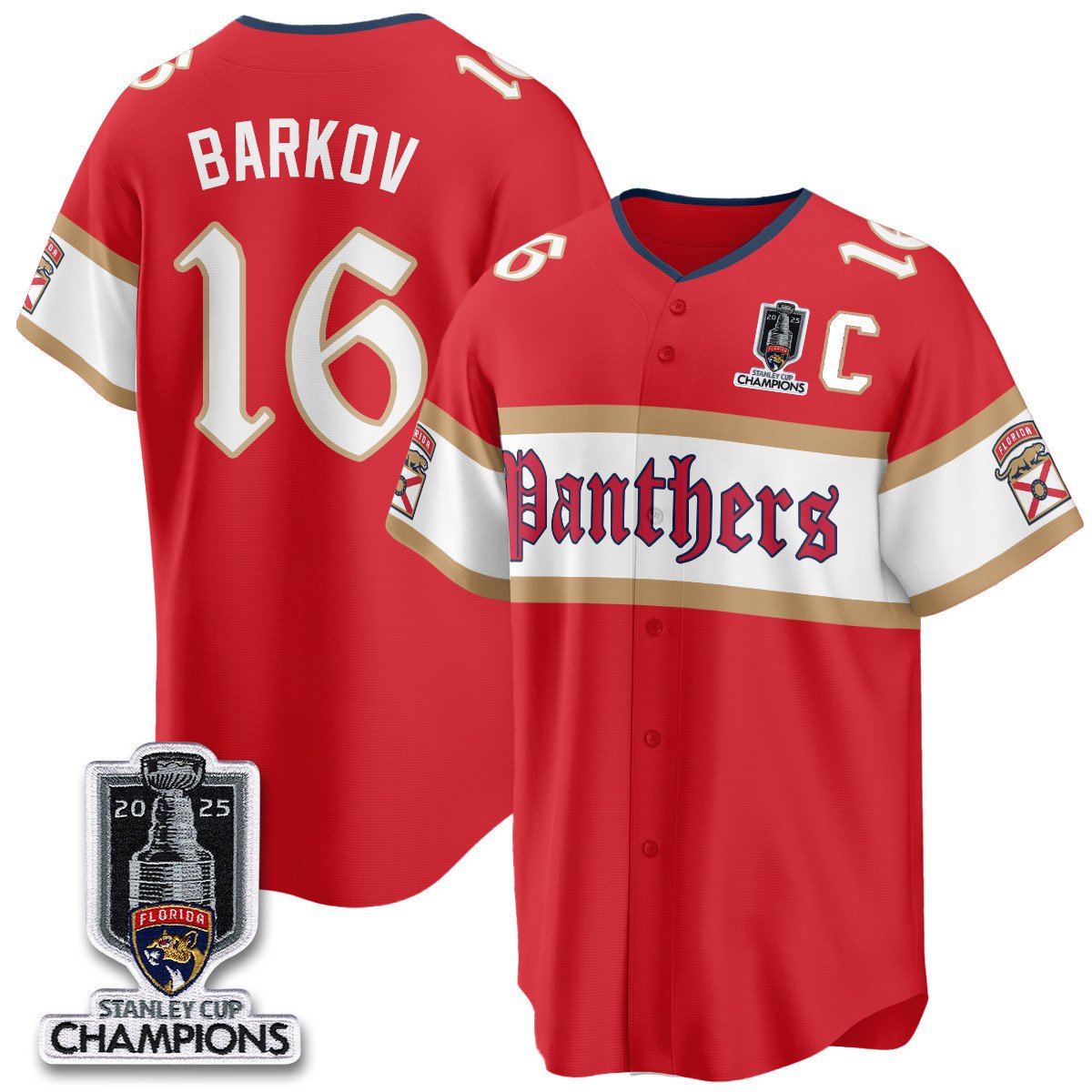 FLA 2025 Stanley Cup Champions Baseball Jersey V2 - Stitched