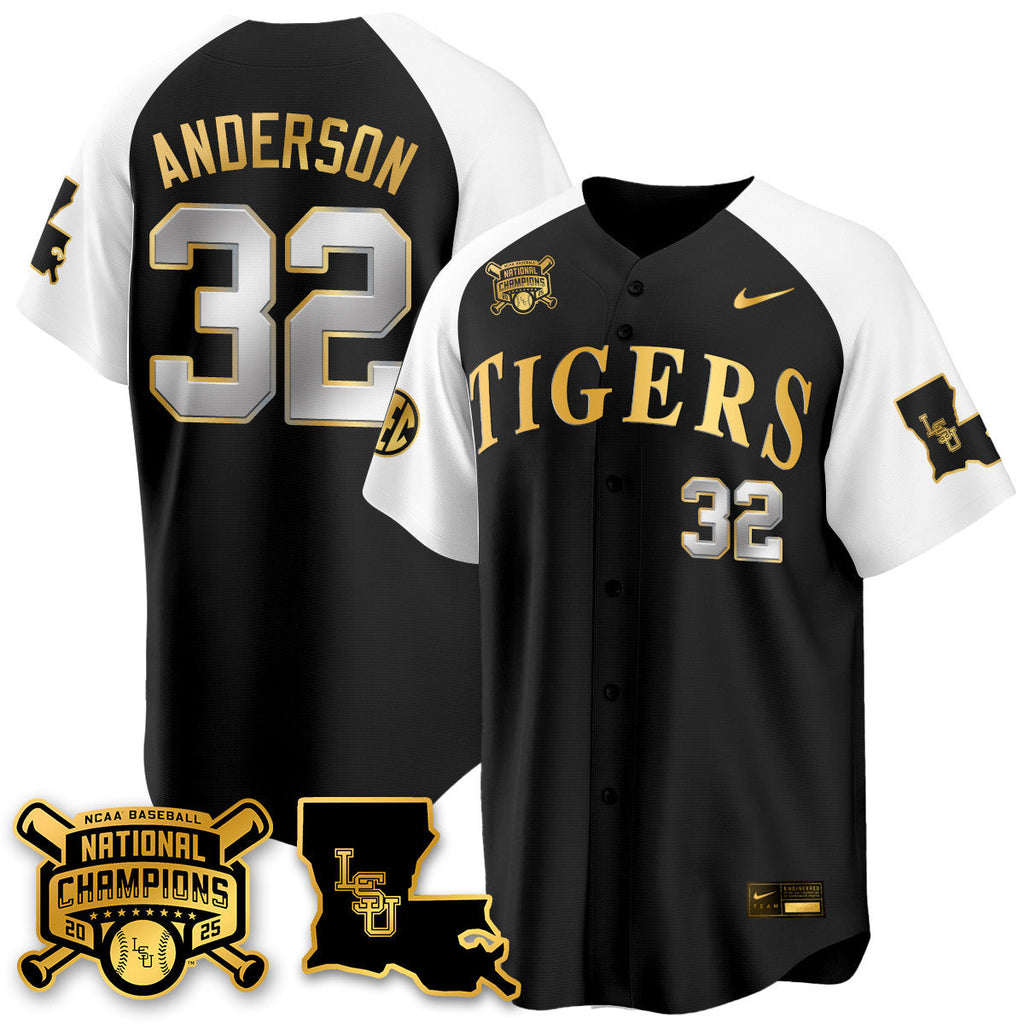 LSU 2025 World Series Champions Limited Gold Jersey - Stitched