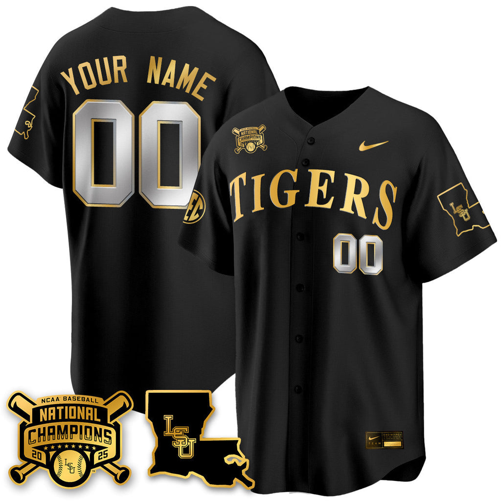 LSU 2025 World Series Champions Limited Gold Jersey - Stitched
