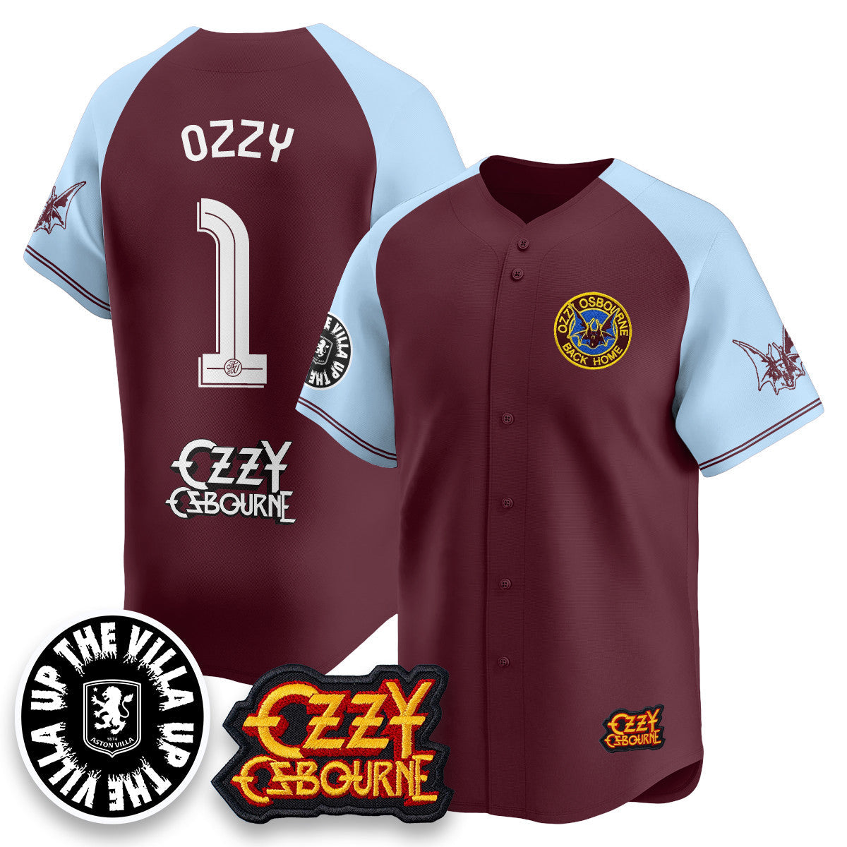 Aston Villa Ozzy Osbourne Back Home Baseball Jersey - Stitched