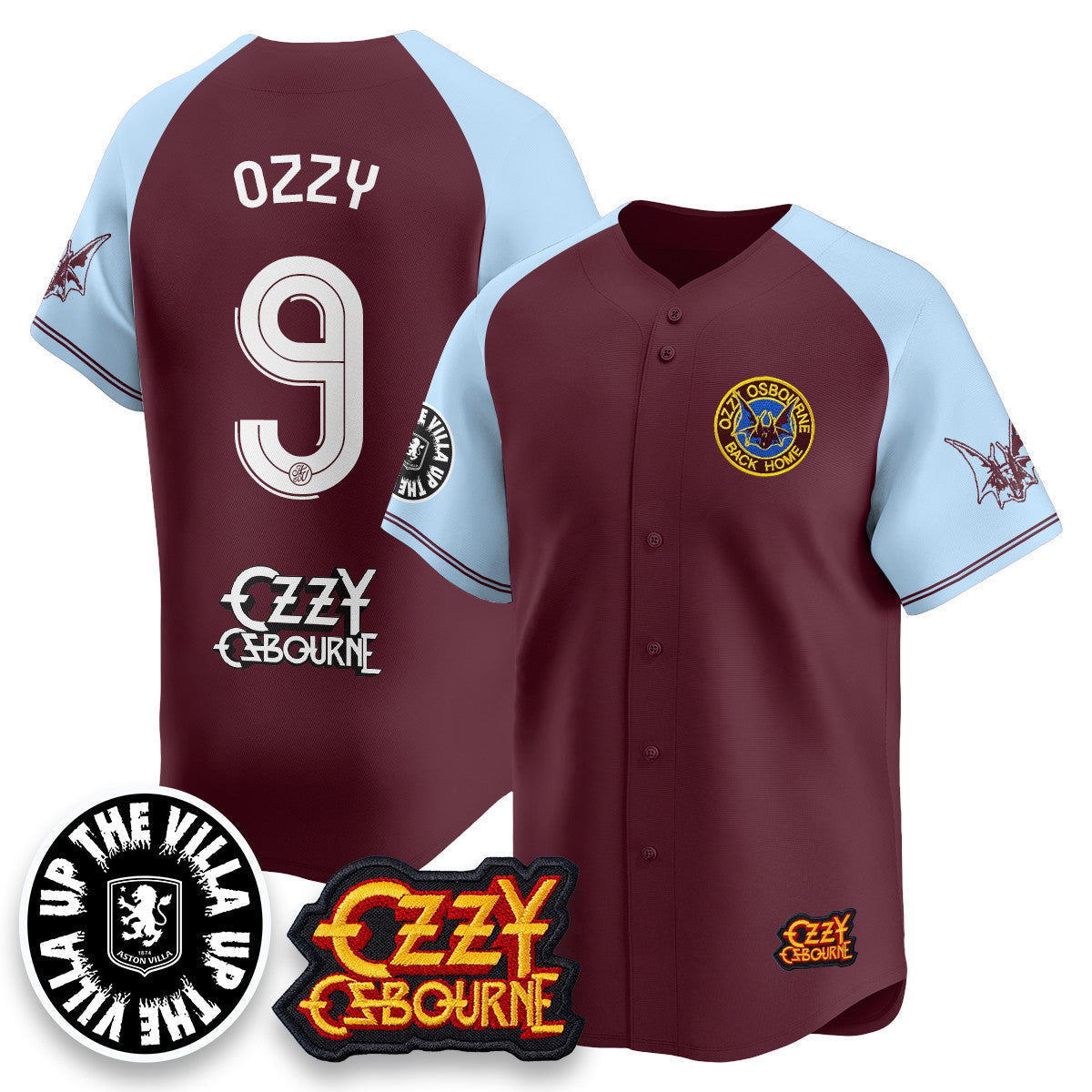Aston Villa Ozzy Osbourne Back Home Baseball Jersey - Stitched