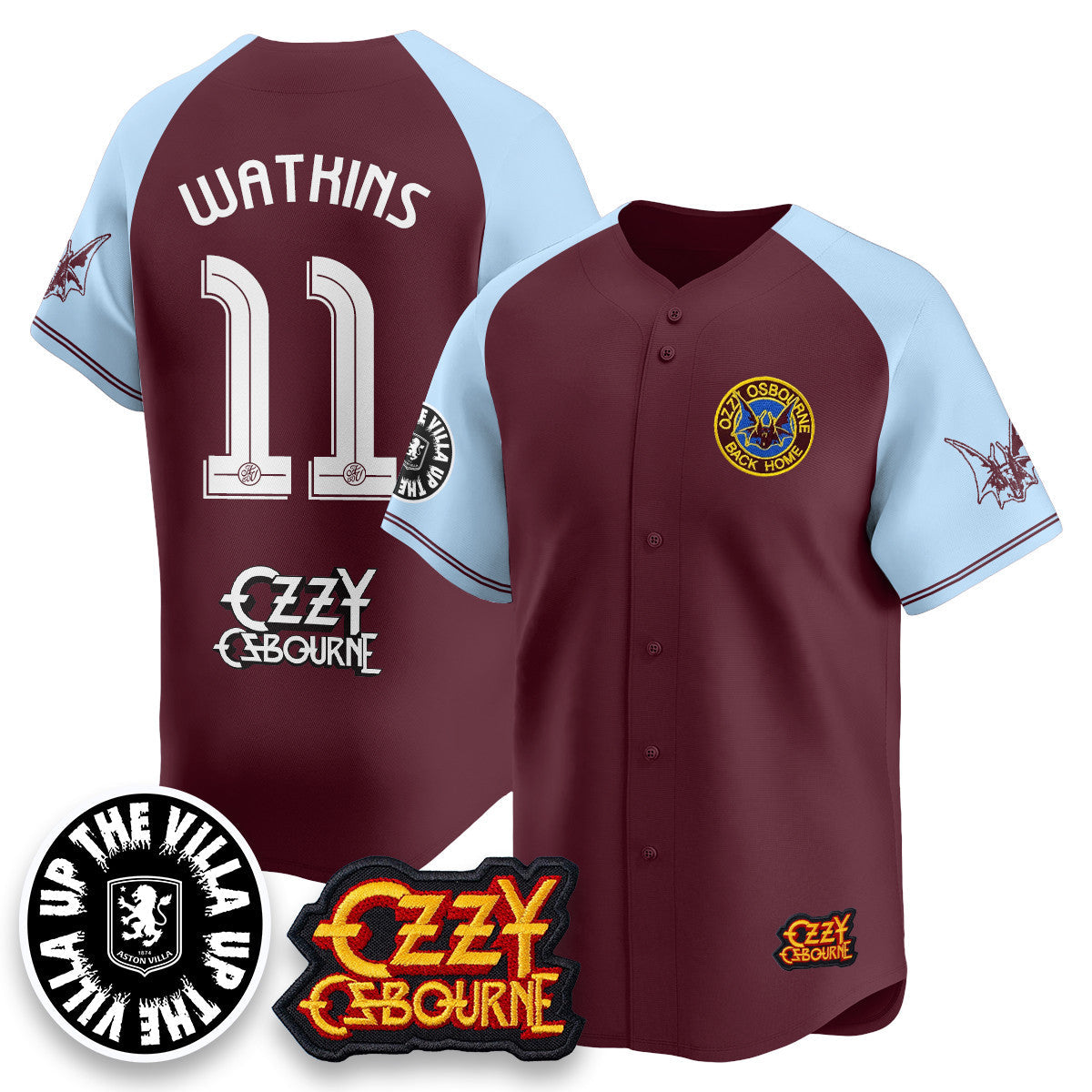 Aston Villa Ozzy Osbourne Back Home Baseball Jersey - Stitched