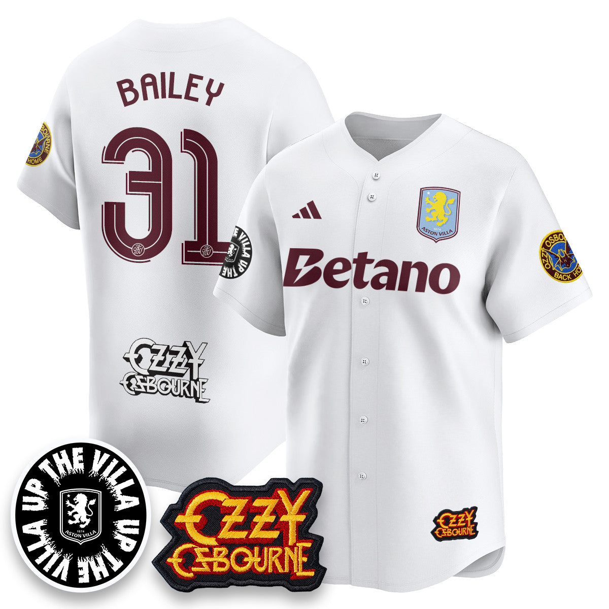 Aston Villa Ozzy Osbourne Back Home Baseball Jersey - Stitched