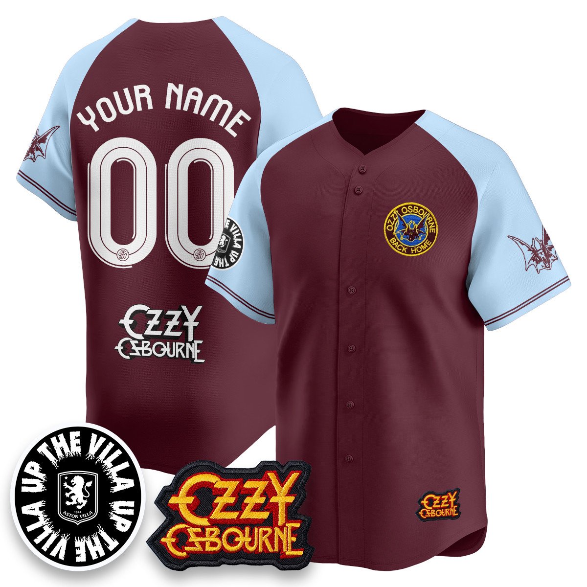 Aston Villa Ozzy Osbourne Back Home Baseball Jersey - Stitched