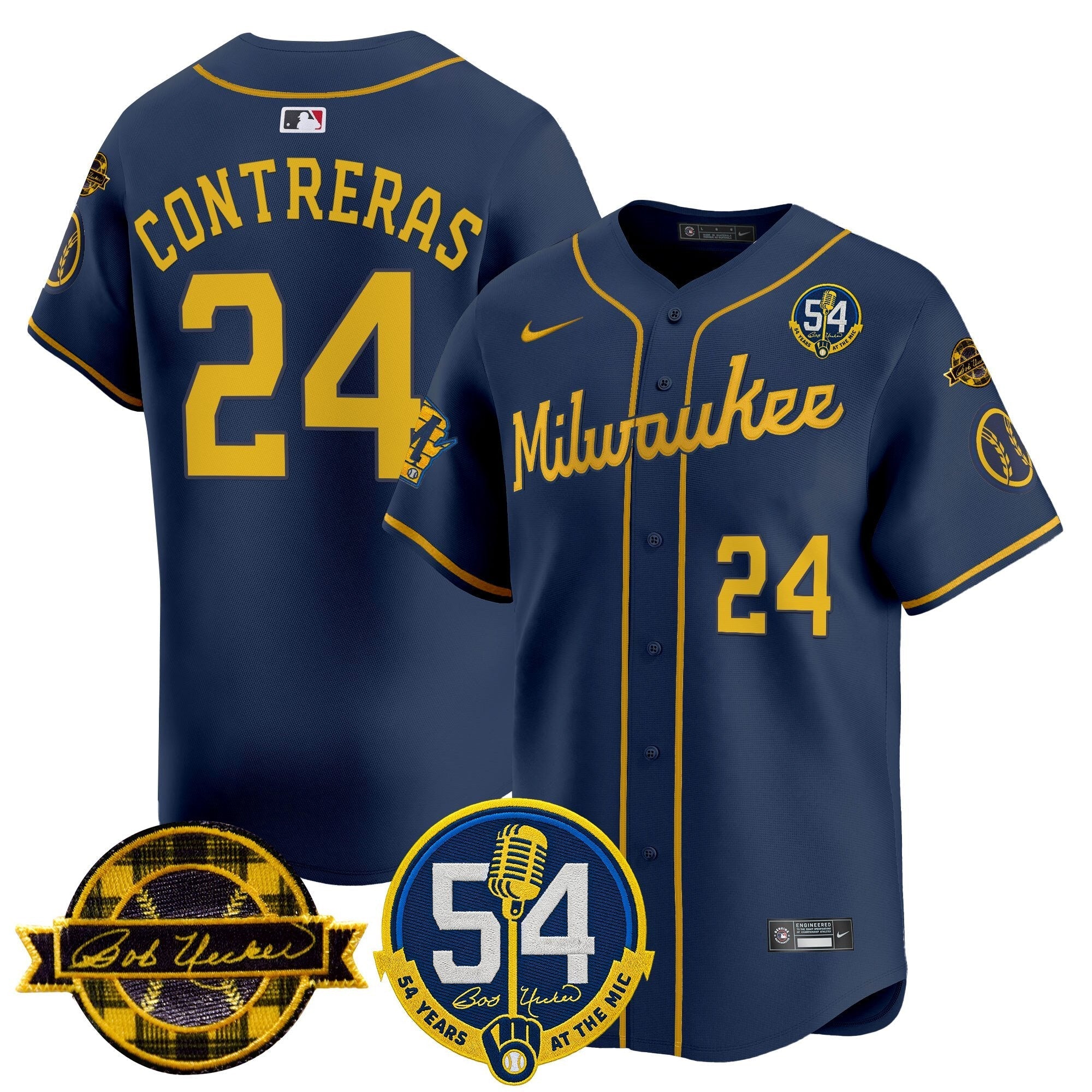 MIL 'Bob Uecker - 54 Seasons for Brewers' City Connect Jersey - Stitched