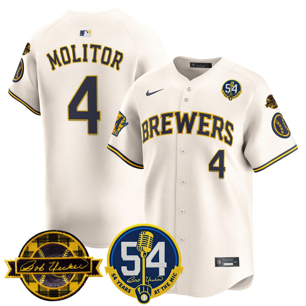 MIL 'Bob Uecker - 54 Seasons for Brewers' Limited Gold Jersey - Stitched