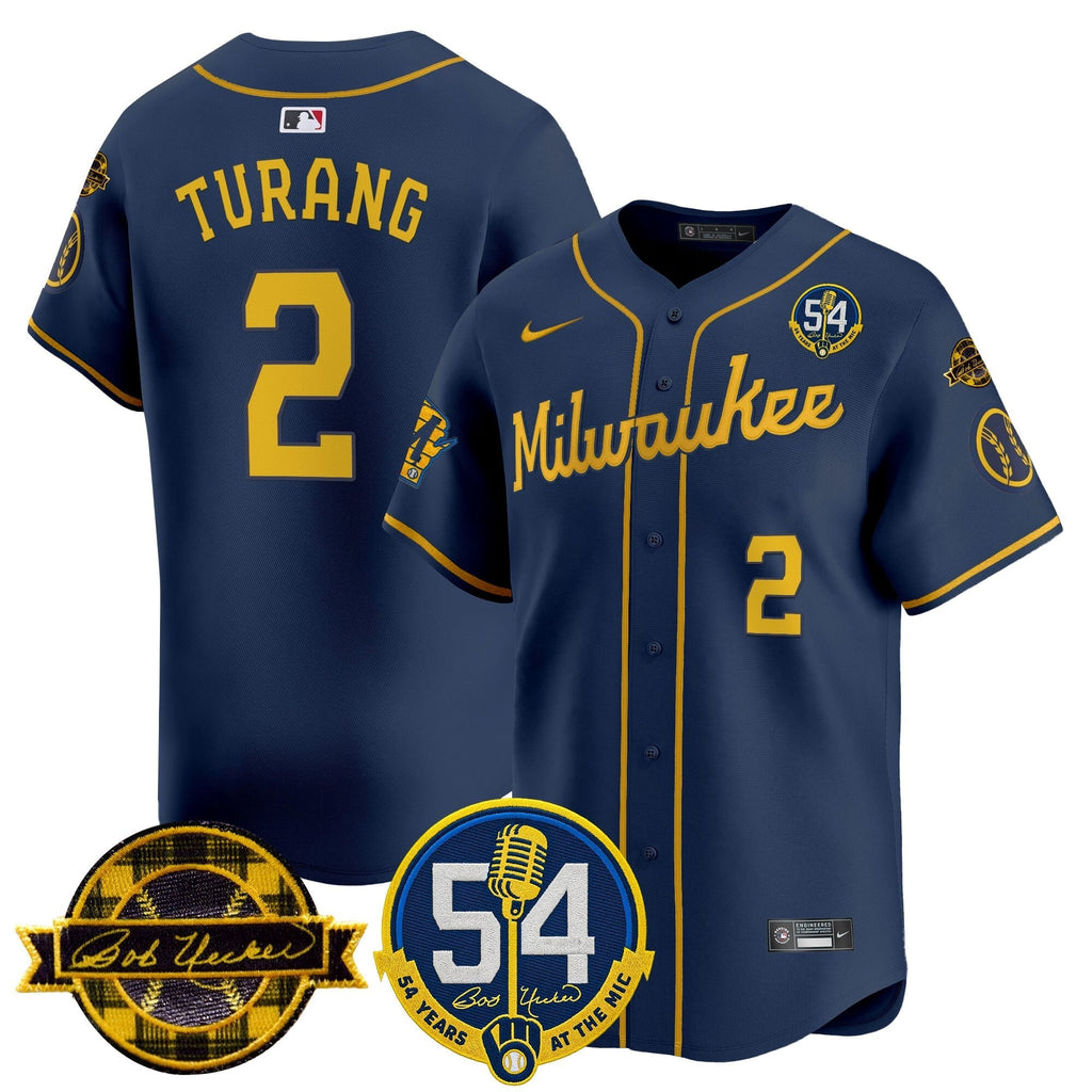 MIL 'Bob Uecker - 54 Seasons for Brewers' Limited Gold Jersey - Stitched