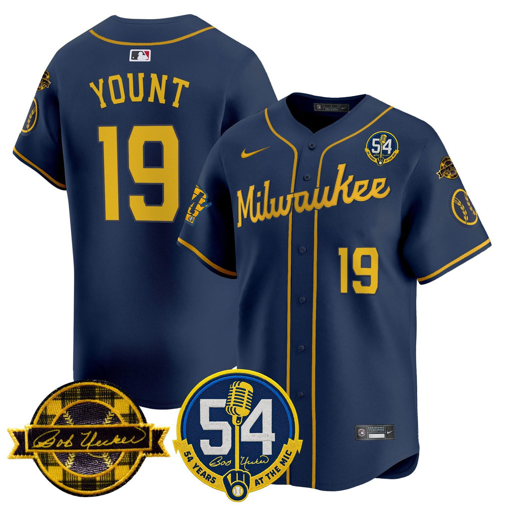 MIL 'Bob Uecker - 54 Seasons for Brewers' City Connect Jersey - Stitched