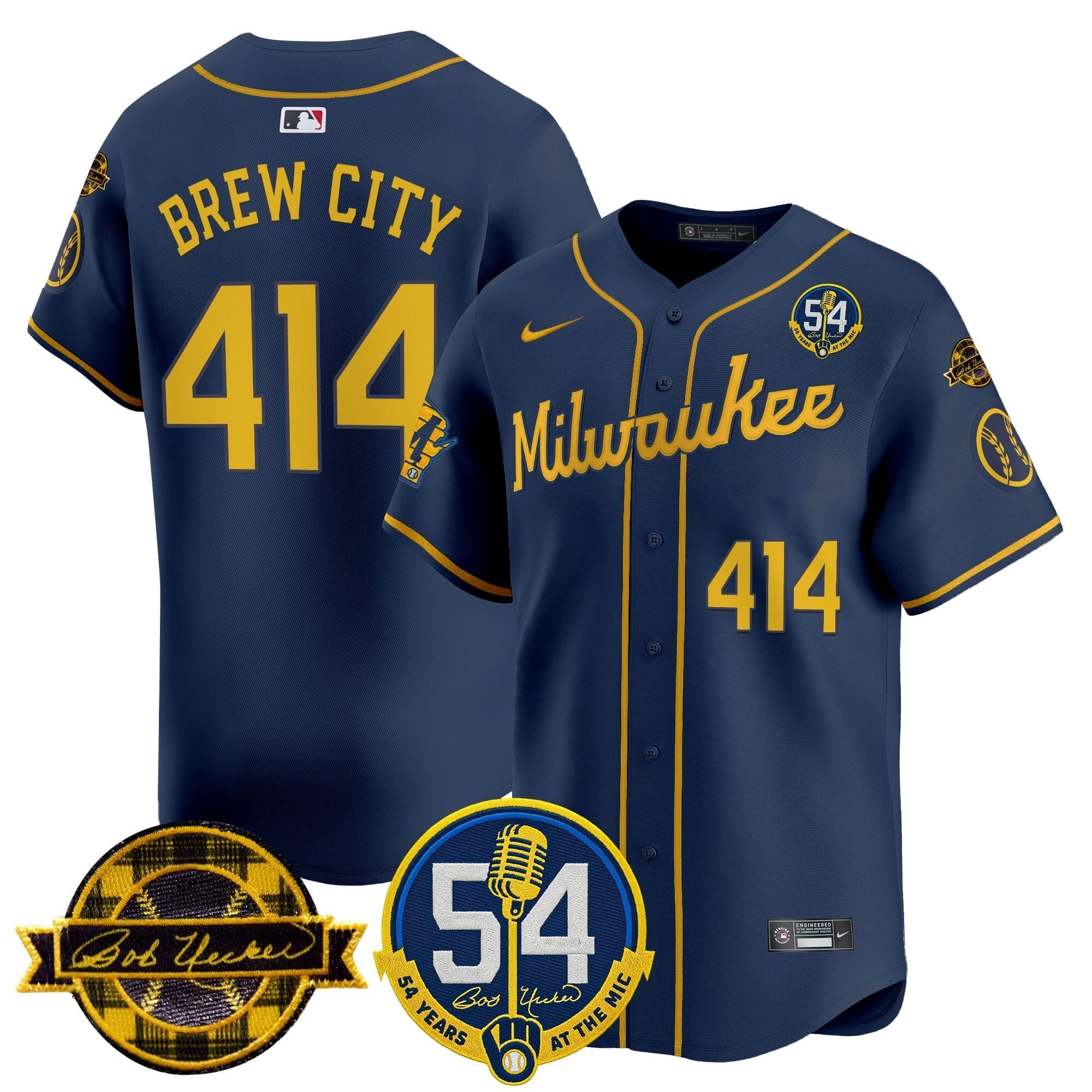 MIL 'Bob Uecker - 54 Seasons for Brewers' City Connect Jersey - Stitched