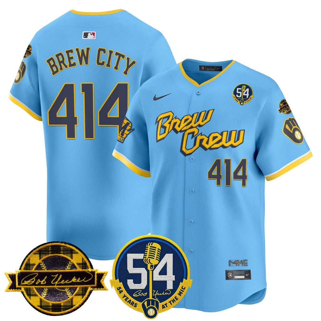 MIL 'Bob Uecker - 54 Seasons for Brewers' Limited Gold Jersey - Stitched