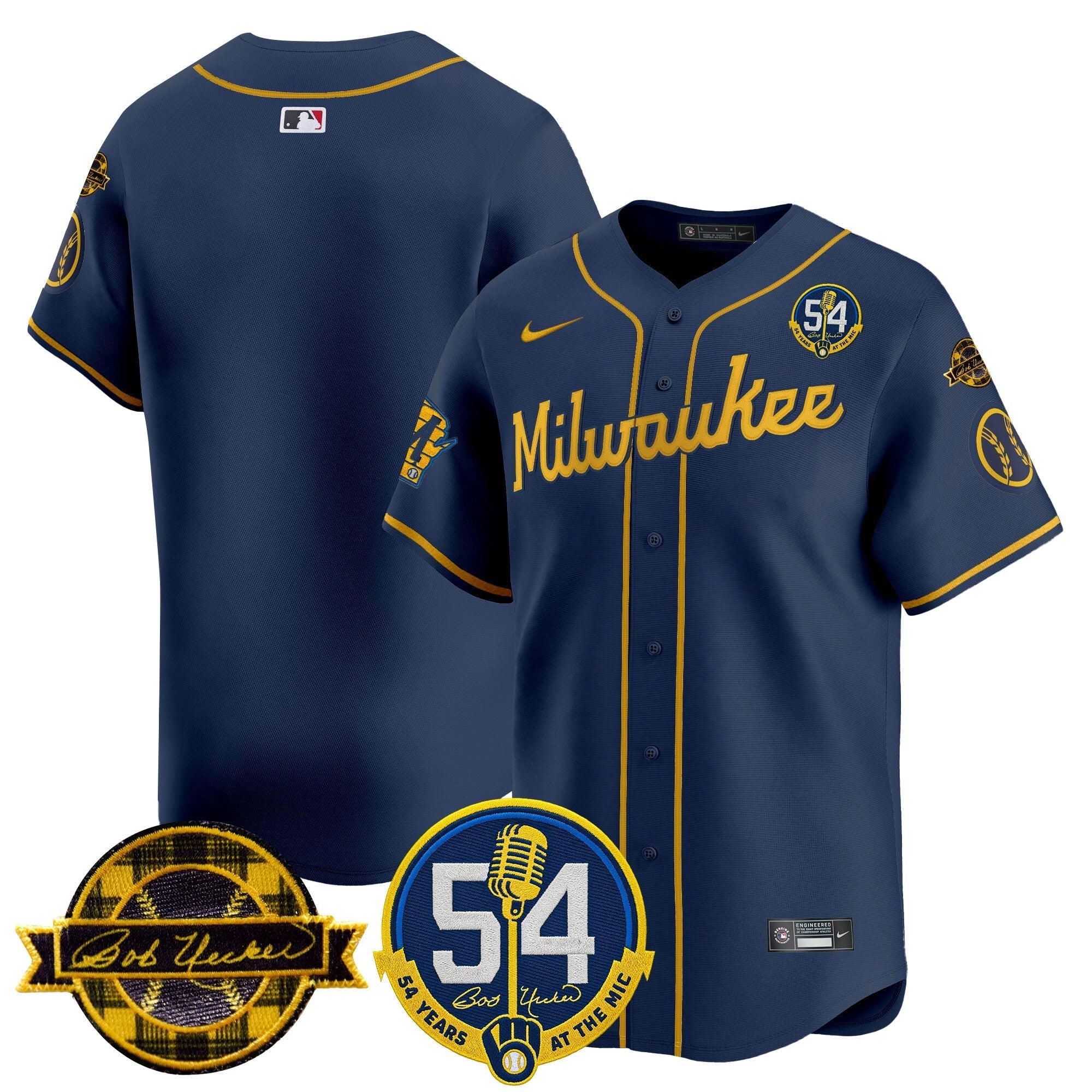 MIL 'Bob Uecker - 54 Seasons for Brewers' Limited Gold Jersey - Stitched
