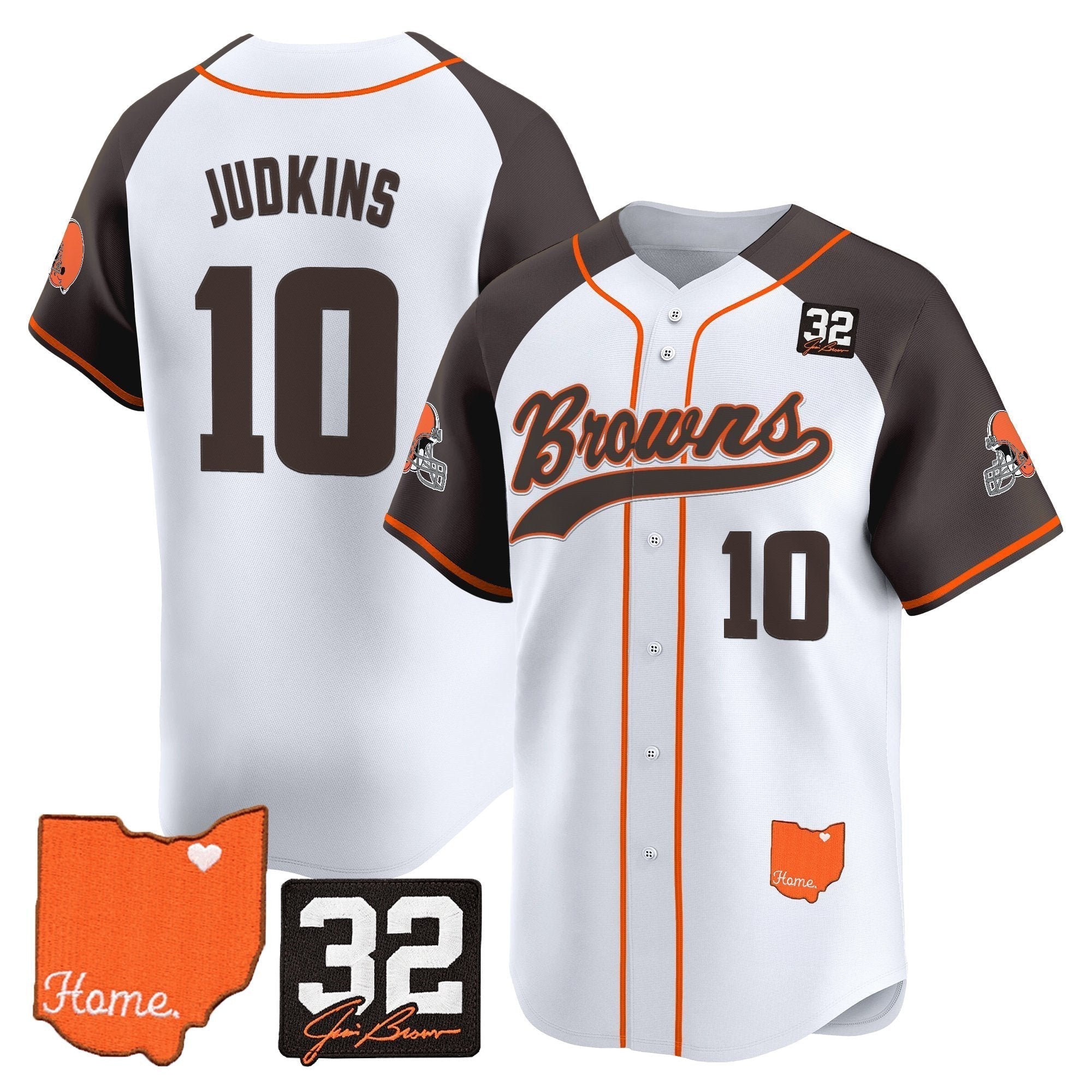CLE '#32 Jim Brown Memorial & Home Patch' Vapor Baseball Jersey - Stitched