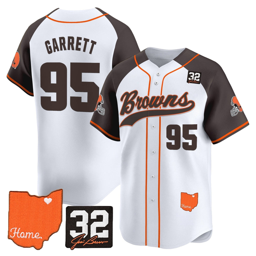 CLE '#32 Jim Brown Memorial & Home Patch' Vapor Baseball Jersey - Stitched