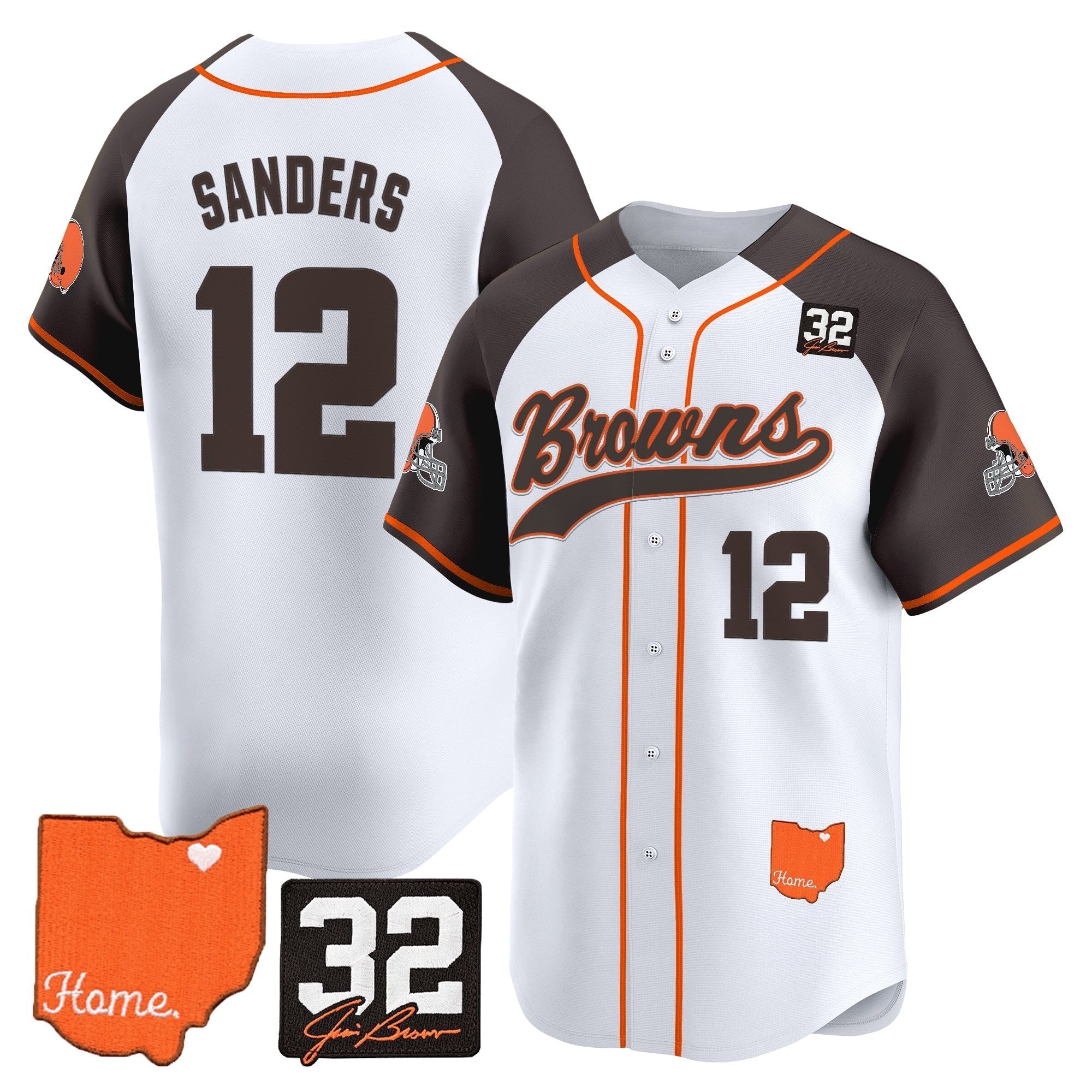CLE '#32 Jim Brown Memorial & Home Patch' Vapor Baseball Jersey - Stitched