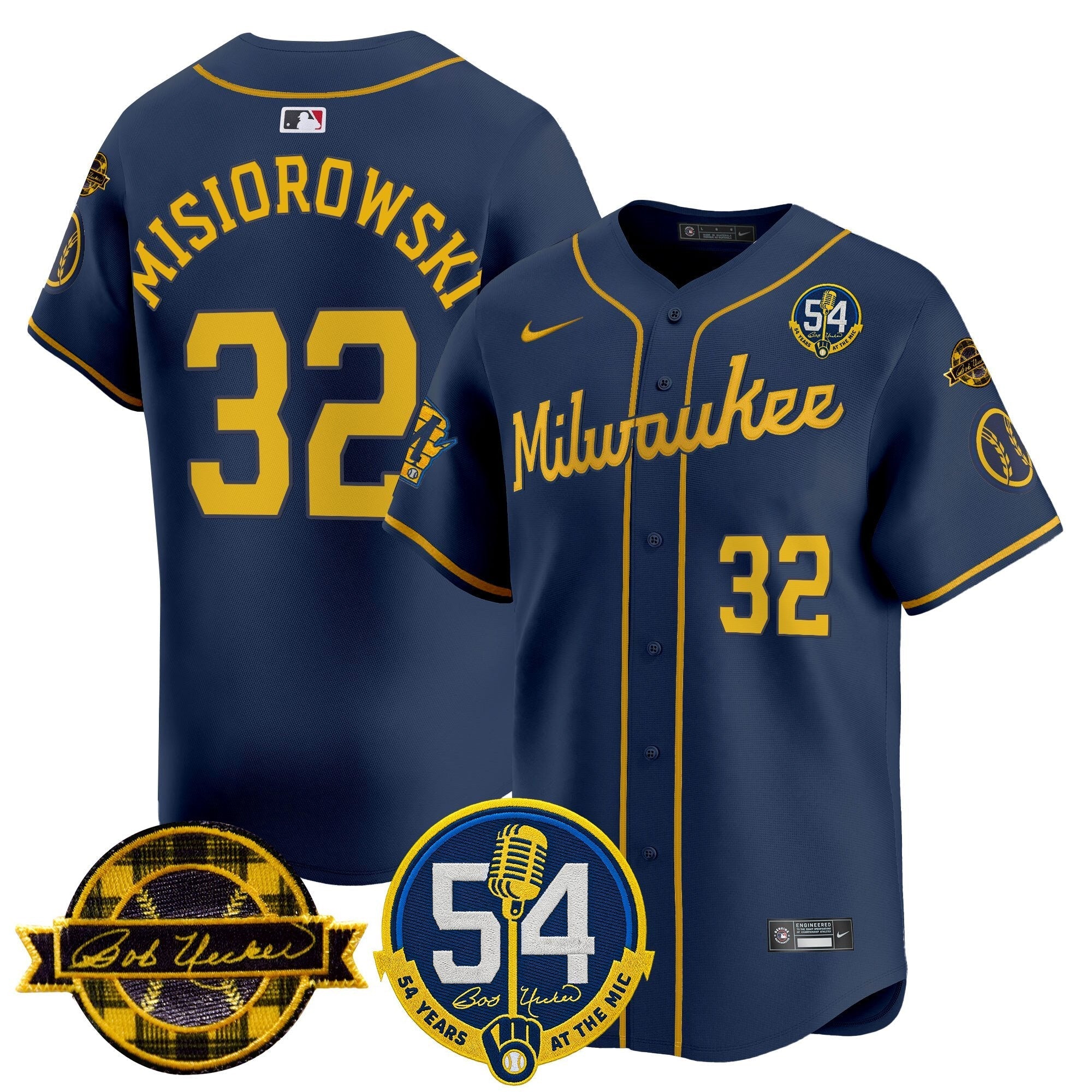 MIL 'Bob Uecker - 54 Seasons for Brewers' City Connect Jersey - Stitched