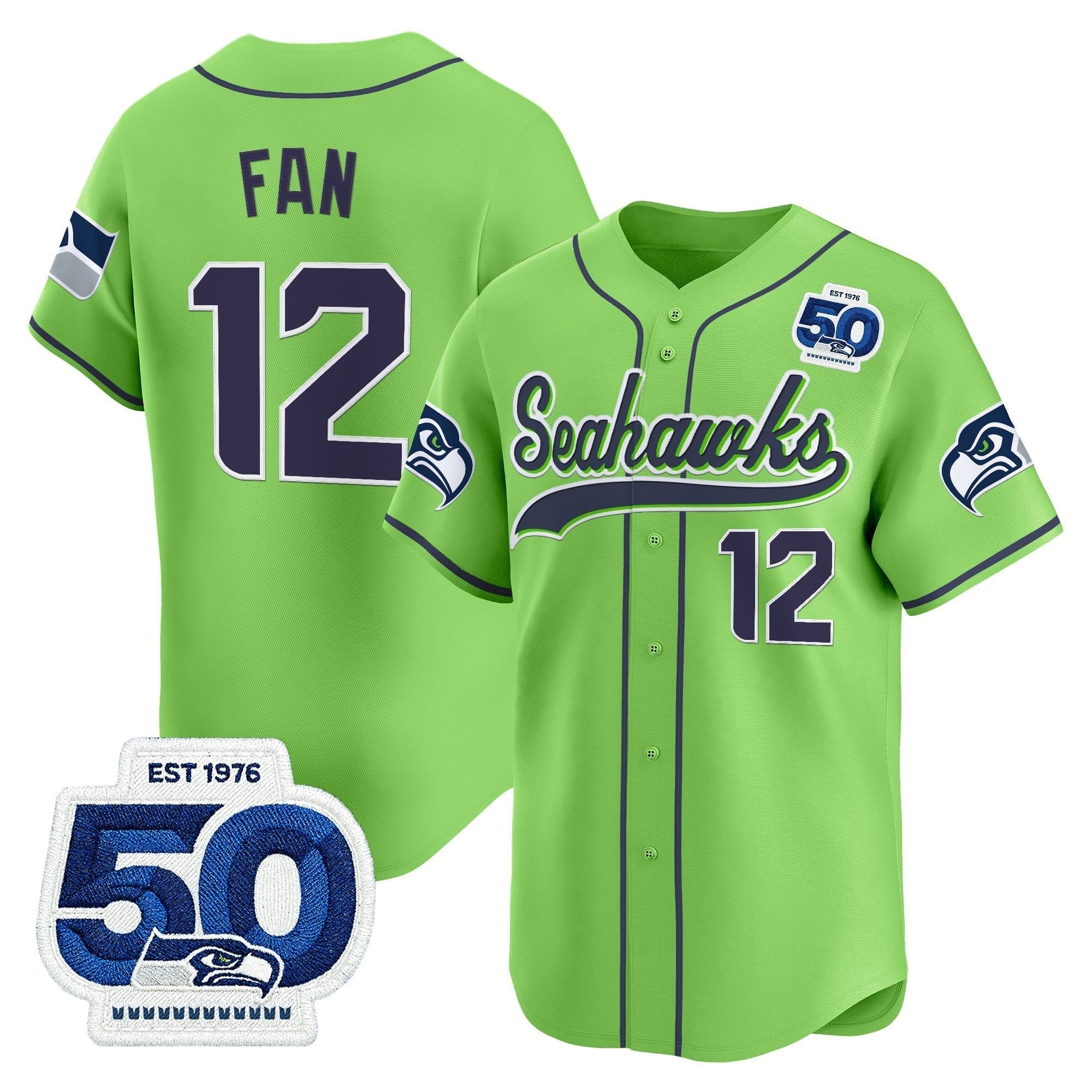 SEA 50th Anniversary Vapor Baseball Jersey - Stitched