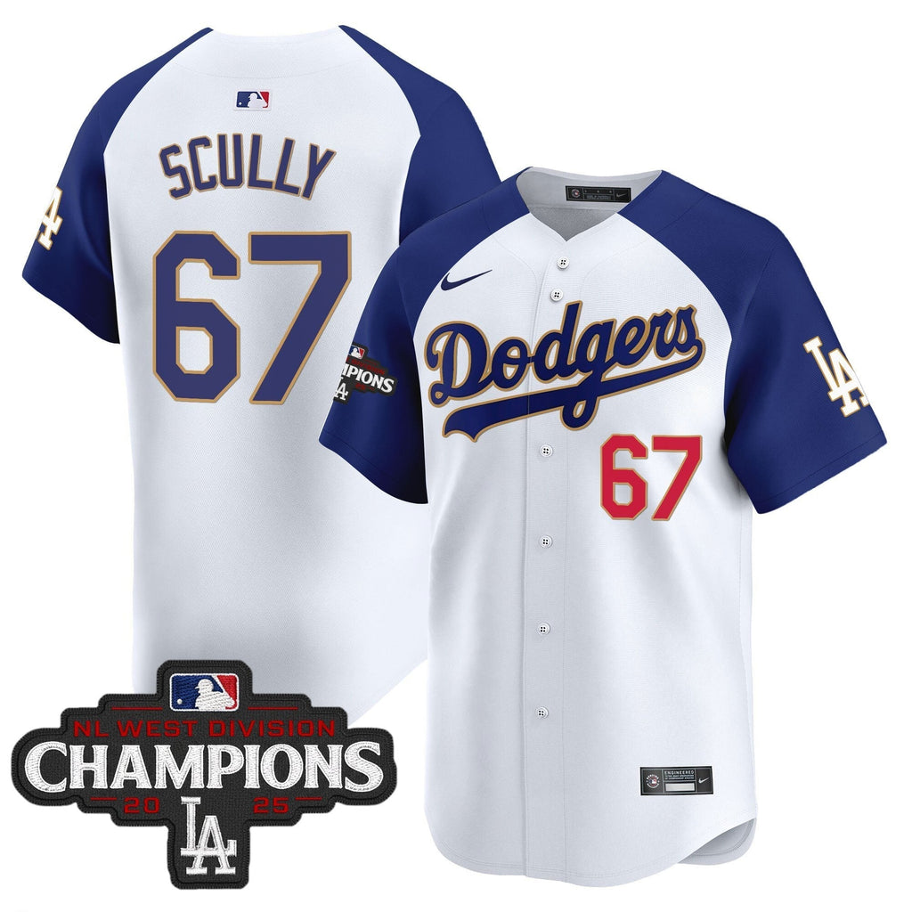 Dodgers 2025 NL West Division Champions Patch Gold Trim Vapor Premier Limited Jersey - Stitched