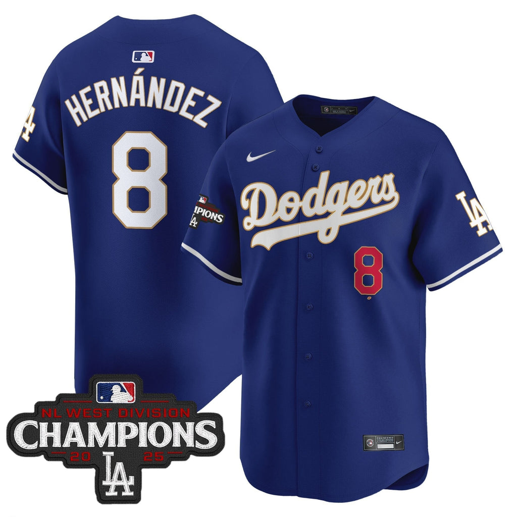 Dodgers 2025 NL West Division Champions Patch Gold Trim Vapor Premier Limited Jersey - Stitched