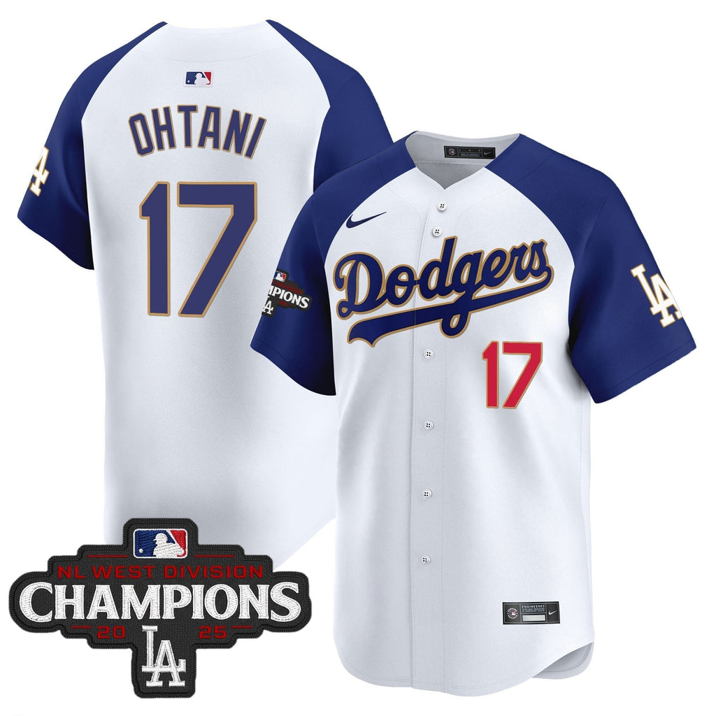 Dodgers 2025 NL West Division Champions Patch Gold Trim Vapor Premier Limited Jersey - Stitched