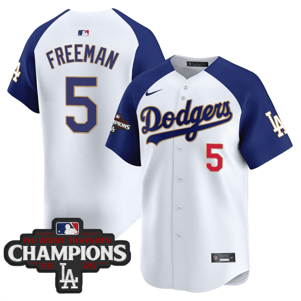 Dodgers 2025 NL West Division Champions Patch Gold Trim Vapor Premier Limited Jersey - Stitched
