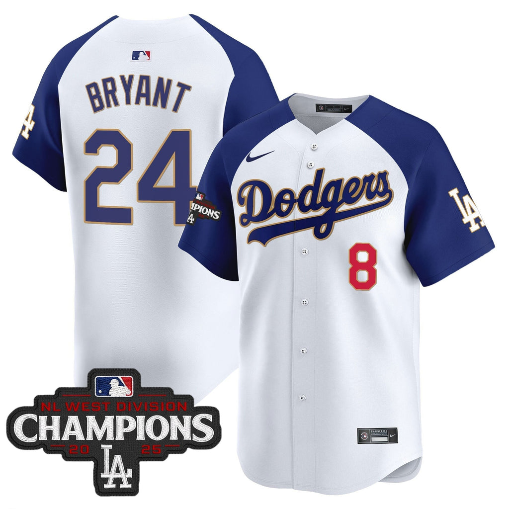 Dodgers 2025 NL West Division Champions Patch Gold Trim Vapor Premier Limited Jersey - Stitched