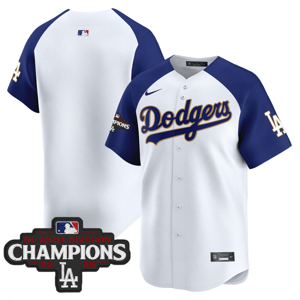 Dodgers 2025 NL West Division Champions Patch Gold Trim Vapor Premier Limited Jersey - Stitched