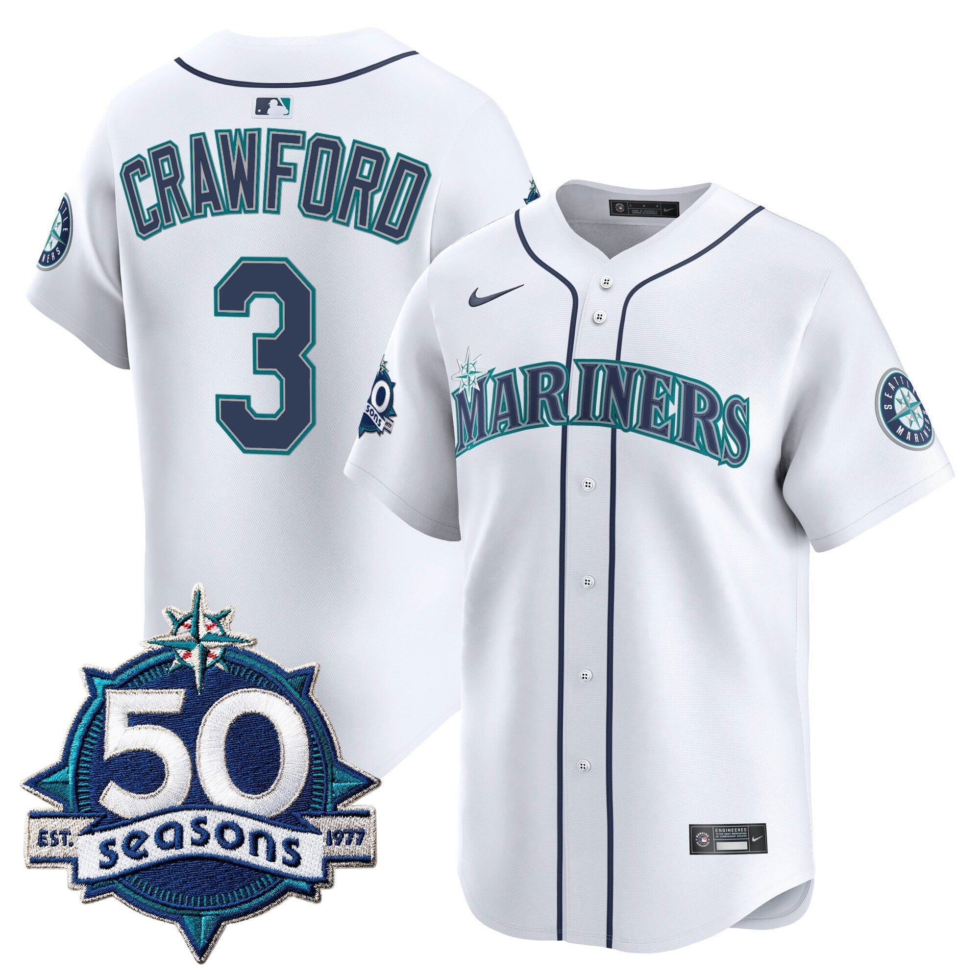 SEA 50 Seasons Patch Vapor Premier Limited Jersey - Stitched