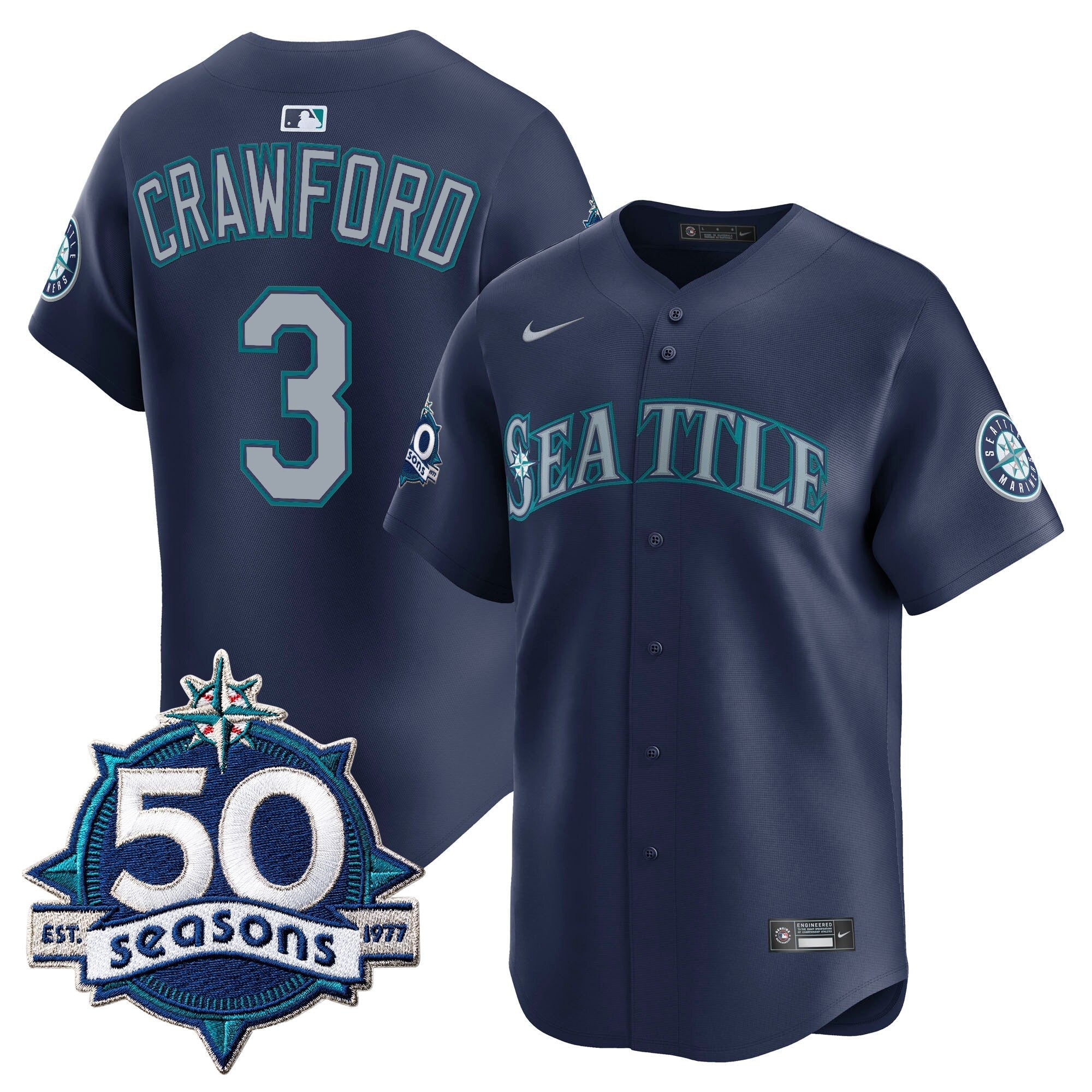 SEA 50 Seasons Patch Vapor Premier Limited Jersey - Stitched