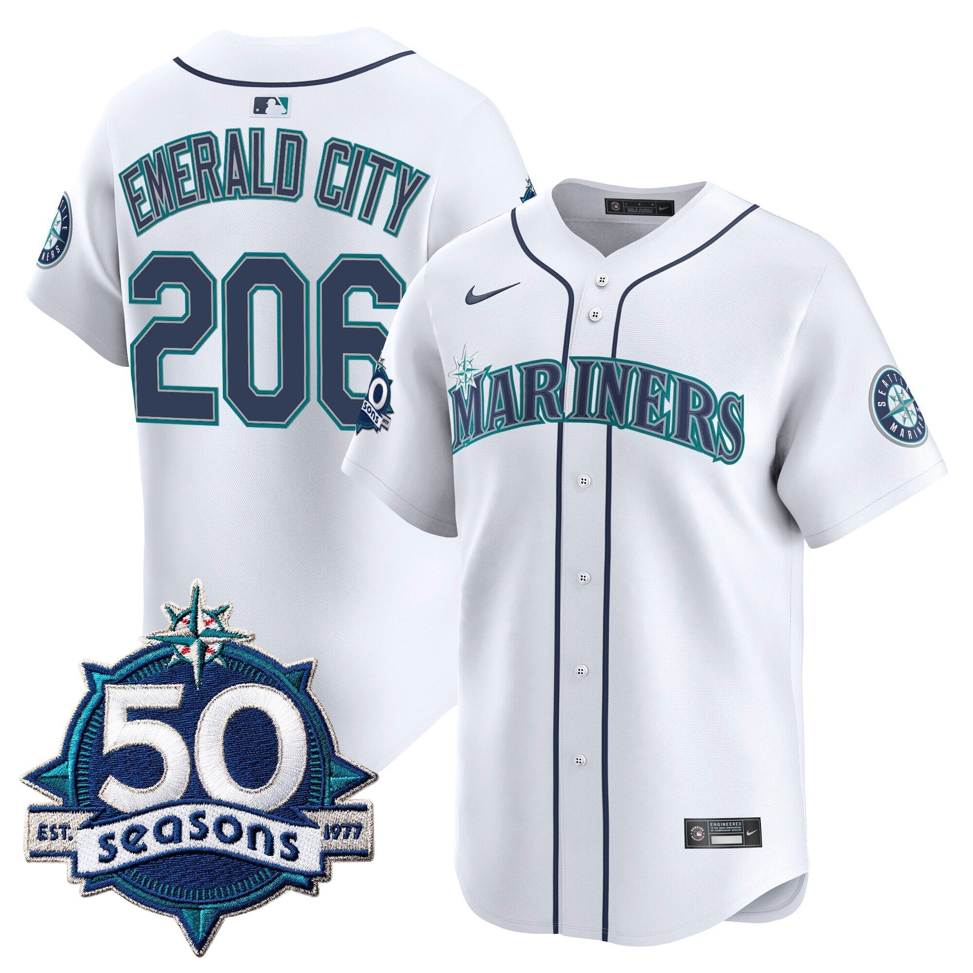 SEA 50 Seasons Patch Vapor Premier Limited Jersey - Stitched