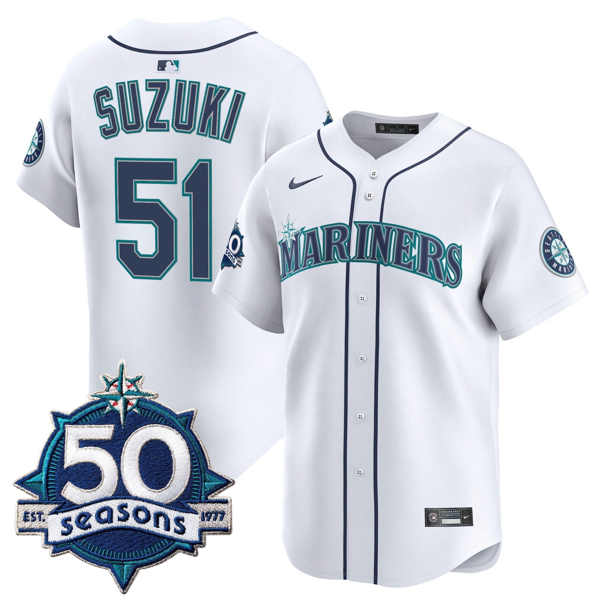 SEA 50 Seasons Patch Vapor Premier Limited Jersey - Stitched