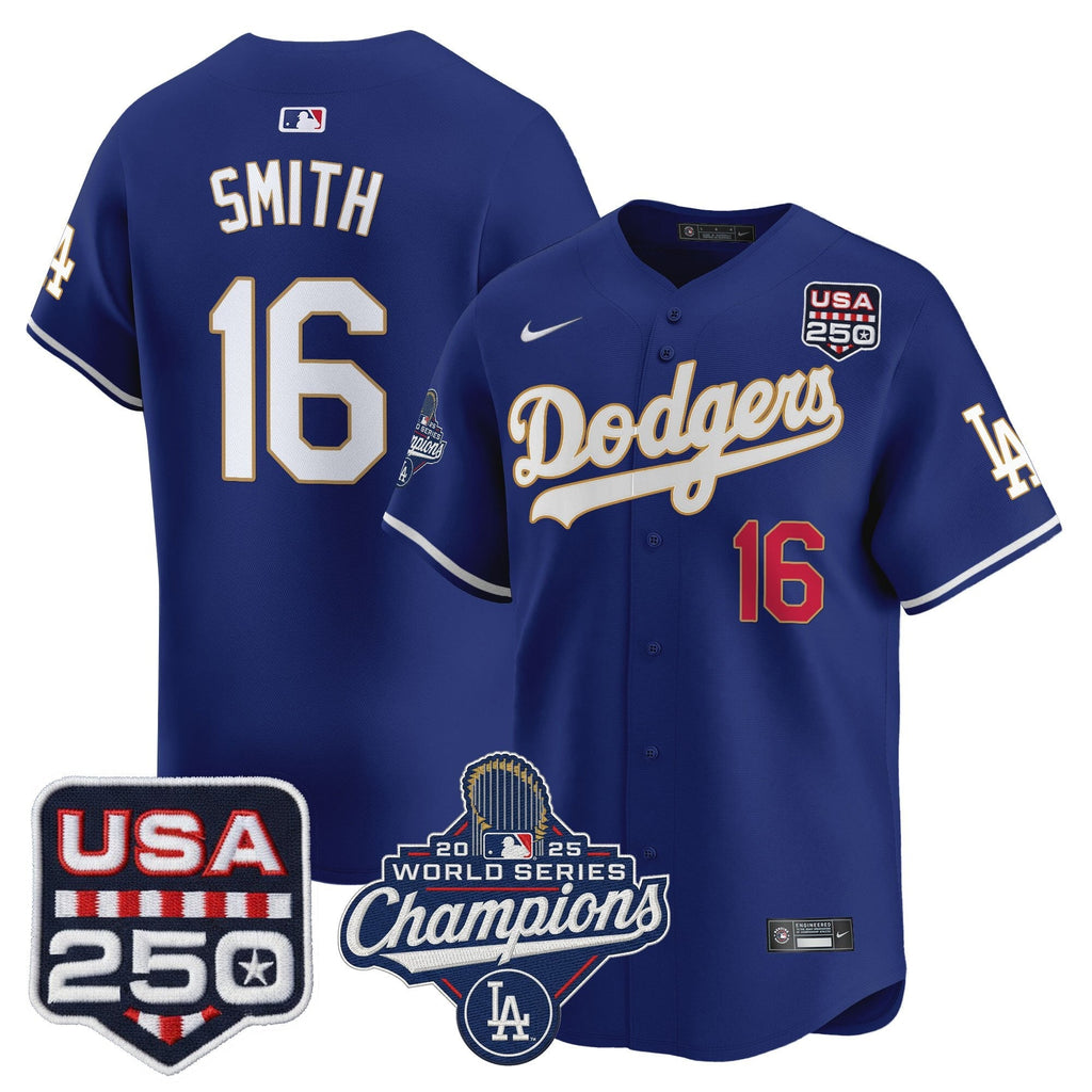 Dodgers 2025 World Series Champions & 250America Patch Vapor Premier Limited Jersey - Stitched