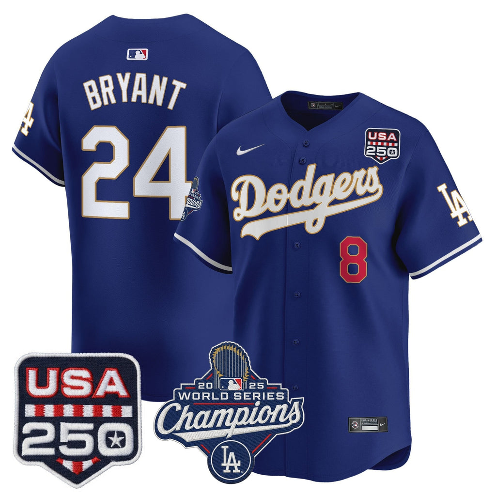 Dodgers 2025 World Series Champions & 250America Patch Vapor Premier Limited Jersey - Stitched