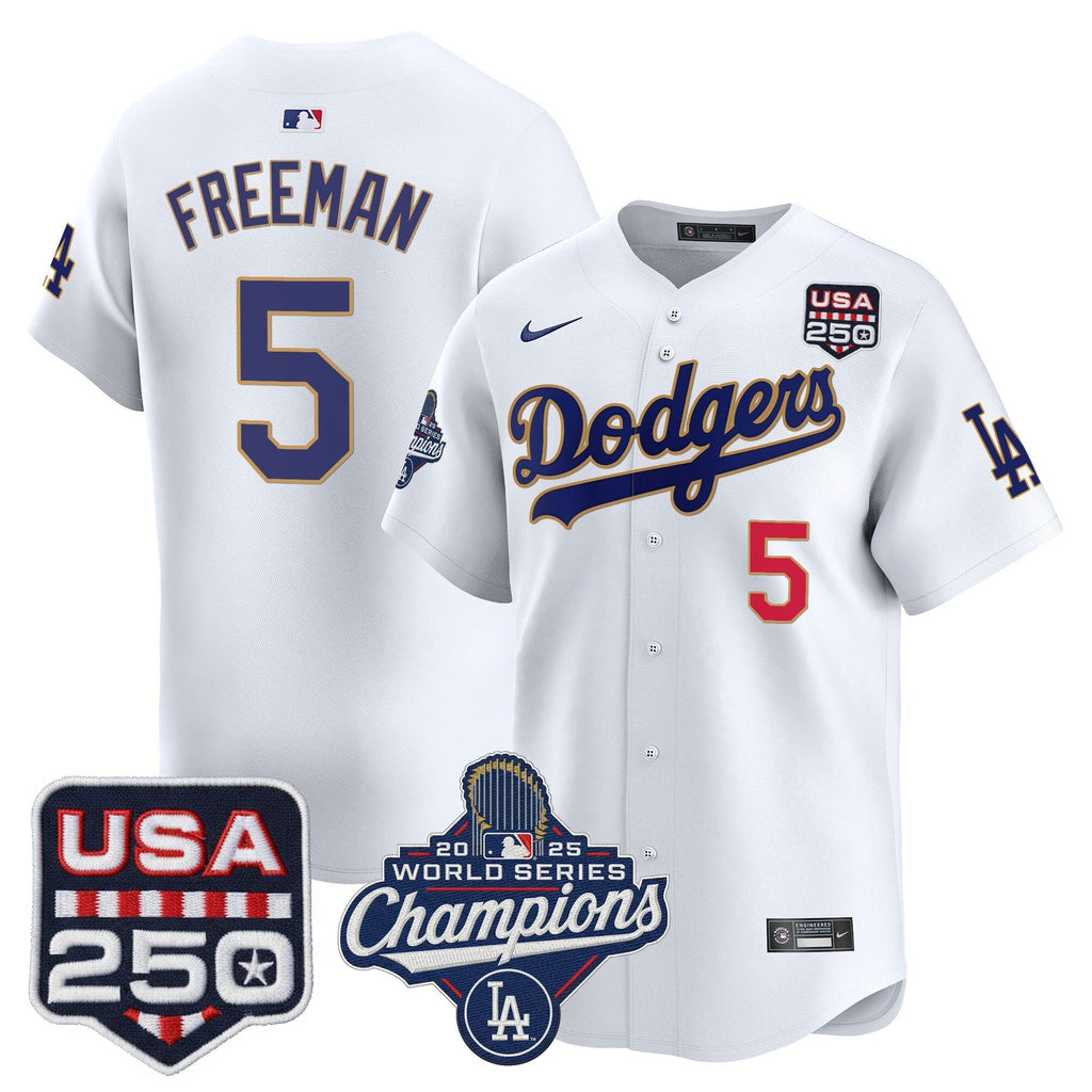 Dodgers 2025 World Series Champions & 250America Patch Vapor Premier Limited Jersey - Stitched