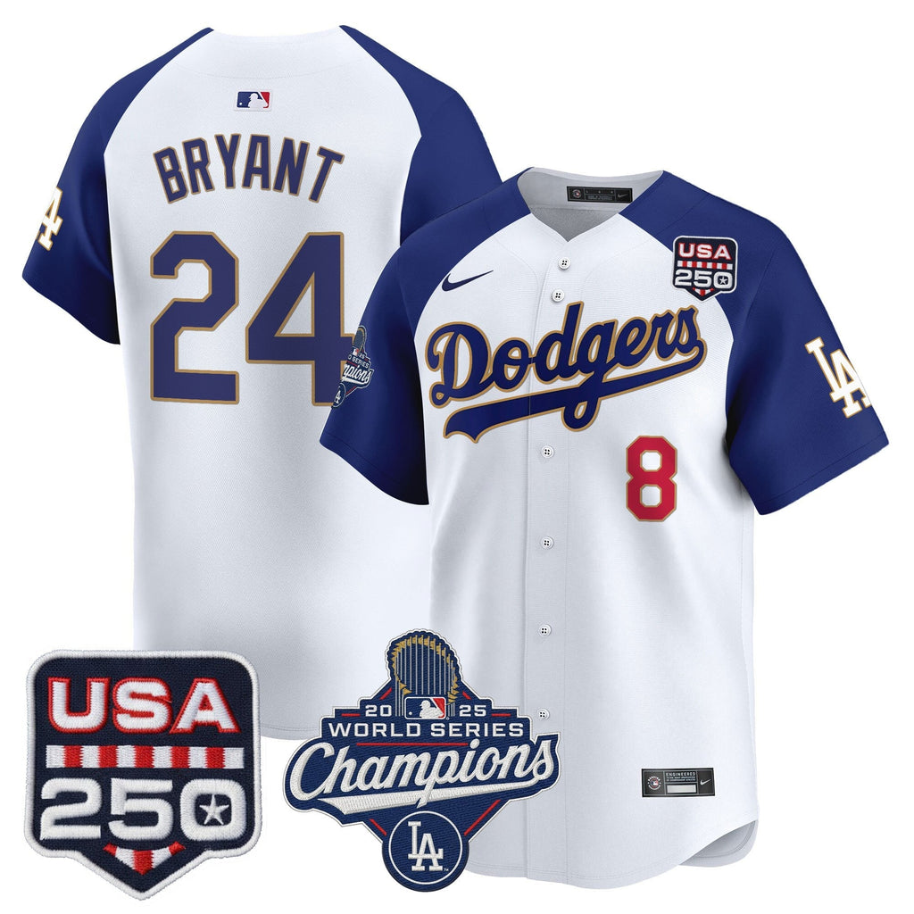 Dodgers 2025 World Series Champions & 250America Patch Vapor Premier Limited Jersey - Stitched