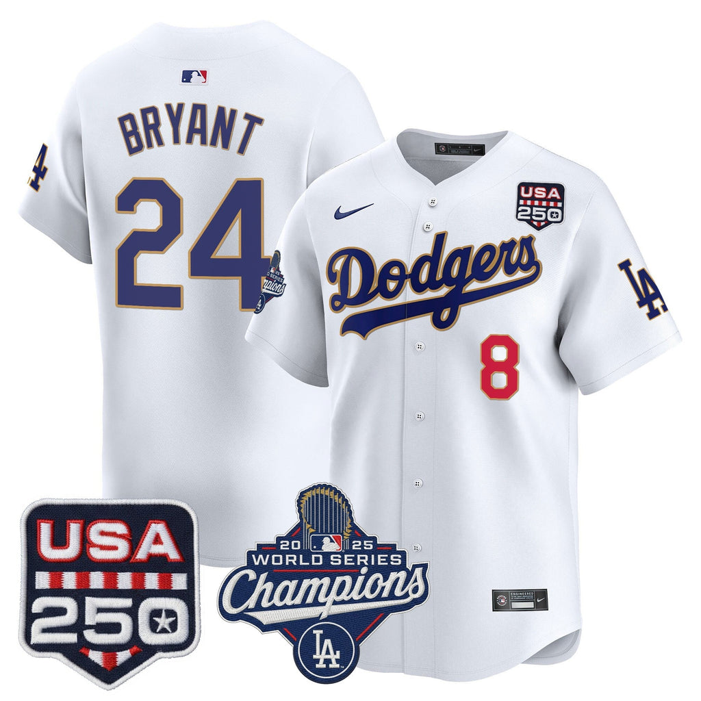 Dodgers 2025 World Series Champions & 250America Patch Vapor Premier Limited Jersey - Stitched
