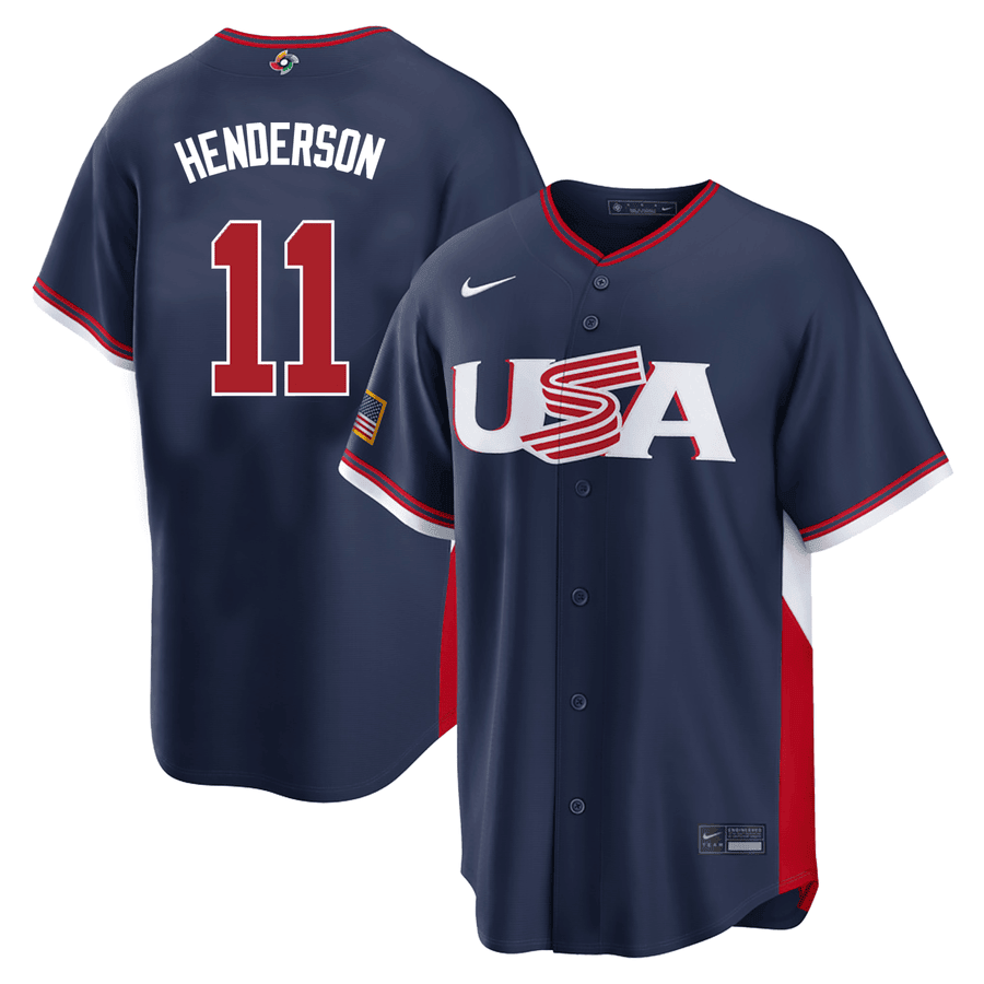 11 Gunnar Henderson Usa 2026 World Baseball Classic Baseball Jersey Team Usa Wbc 2026 Merch Navy