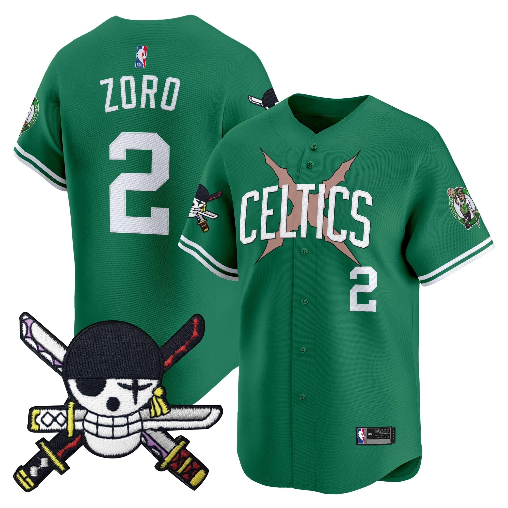 BOS x  OP Patch Vapor Baseball Jersey - Zoro Edition - Stitched