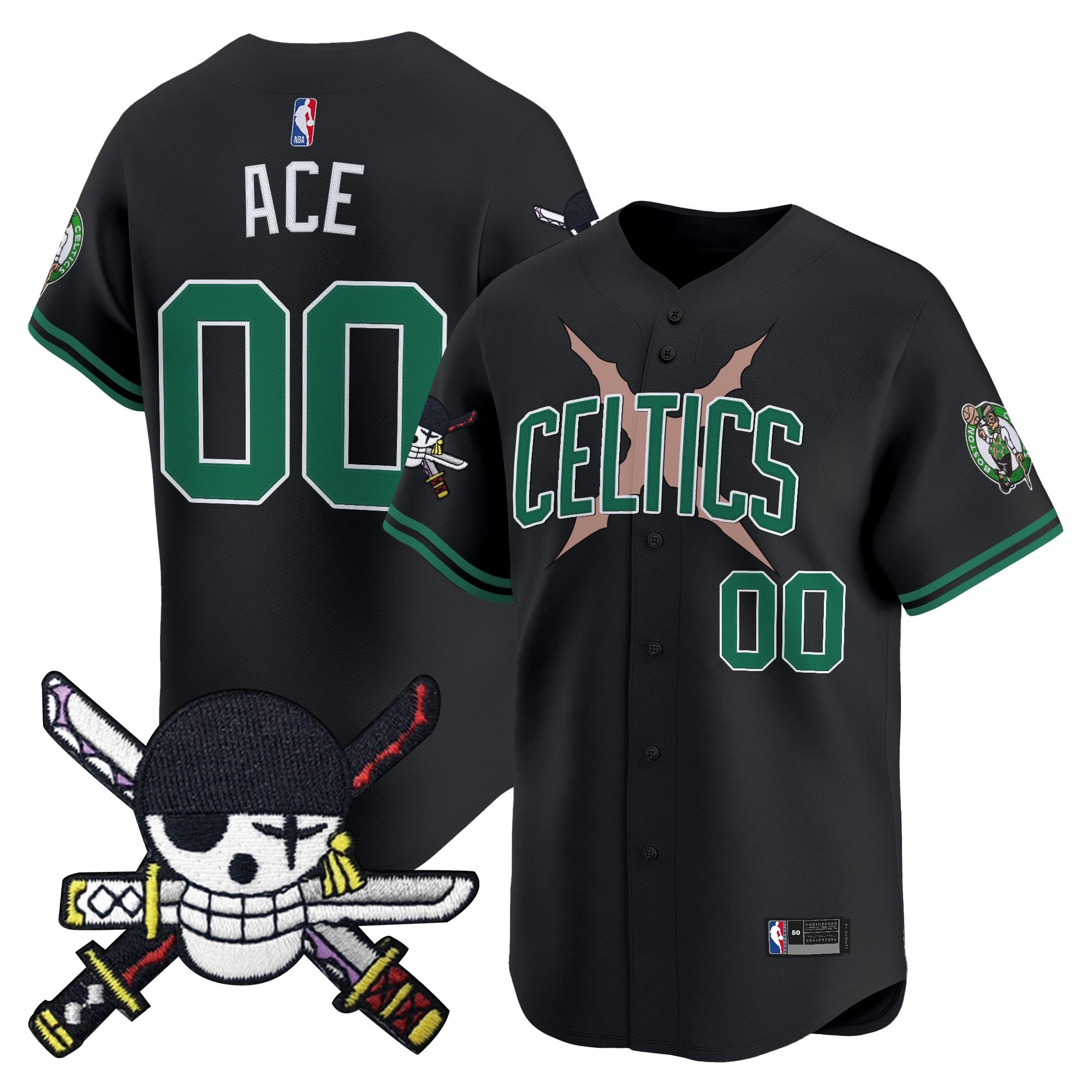 BOS x  OP Patch Vapor Baseball Jersey - Zoro Edition - Stitched