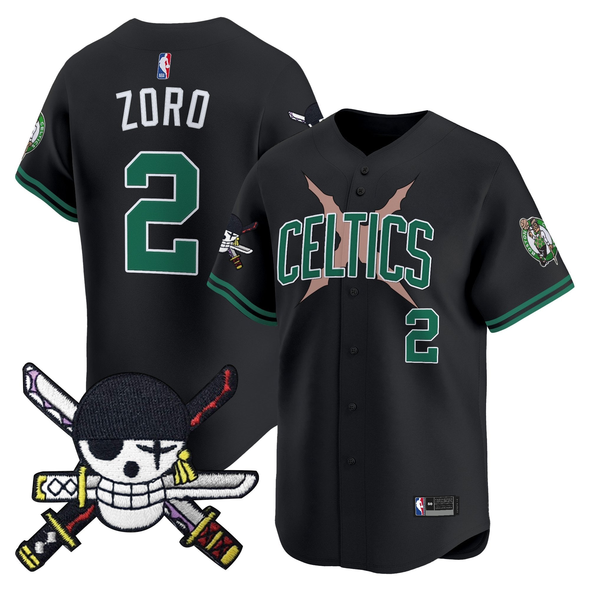 BOS x  OP Patch Vapor Baseball Jersey - Zoro Edition - Stitched