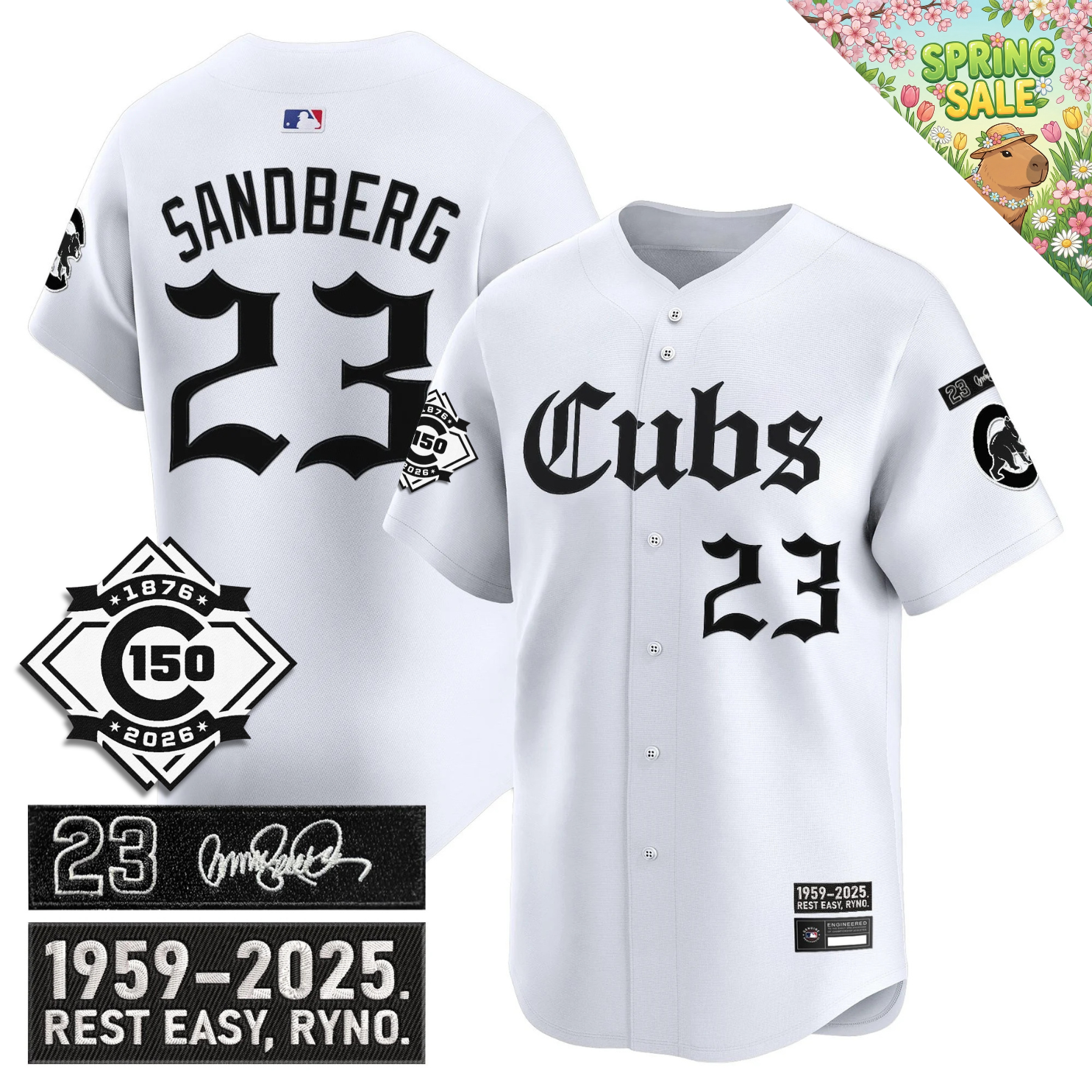 CHC 'Ryne Sandberg Tribute' & 150th anniversary patch Limited Gothic Jersey - Stitched