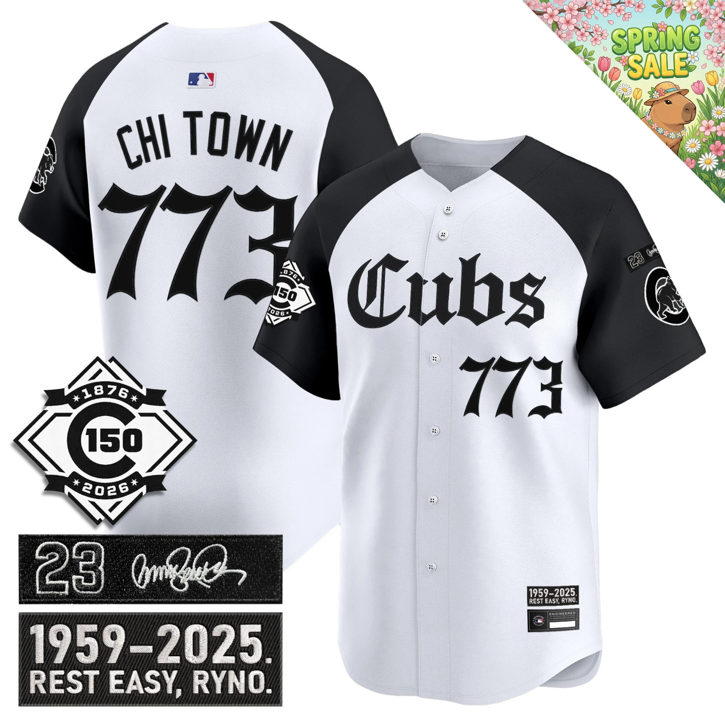 CHC 'Ryne Sandberg Tribute' & 150th anniversary patch Limited Gothic Jersey - Stitched