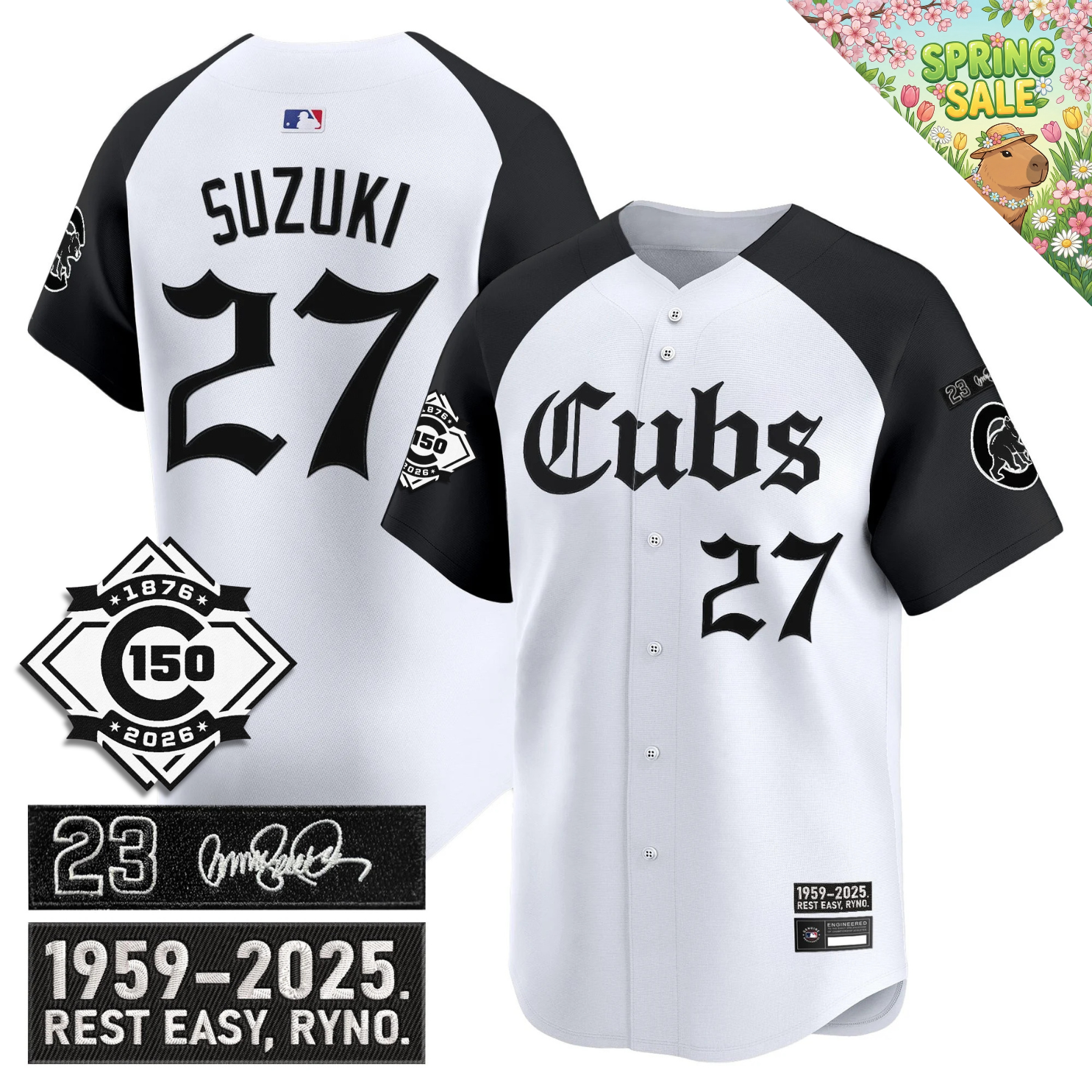 CHC 'Ryne Sandberg Tribute' & 150th anniversary patch Limited Gothic Jersey - Stitched